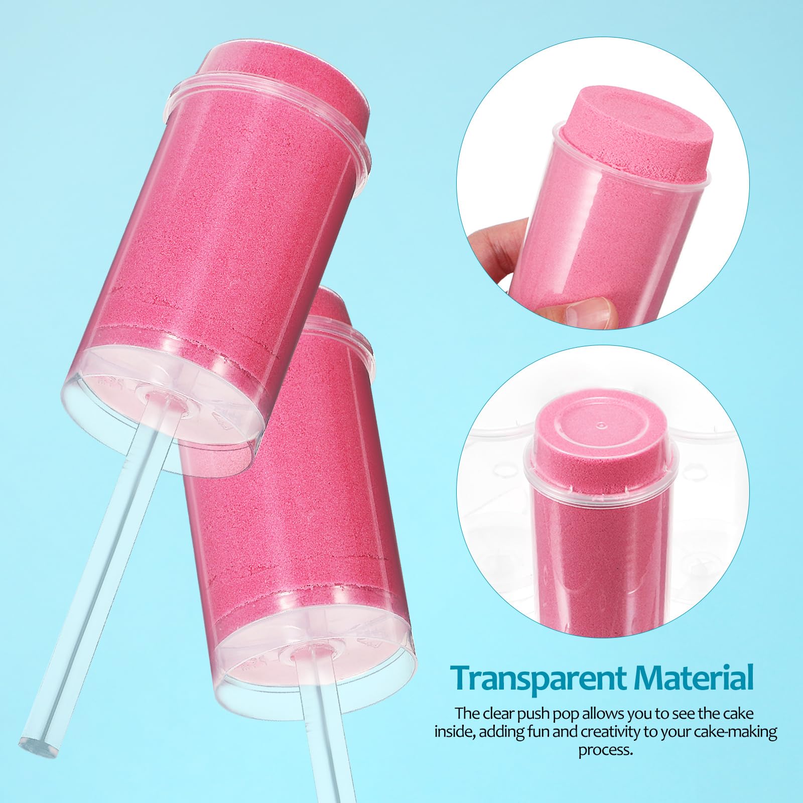 Garneck 30-Piece Clear Cake Pop Push Mold Set with Lids & Labels - Reusable Cake Pop Shooter for Ice Cream, Jelly & Desserts - Perfect for Wedding, Birthday Parties & Baking at Home