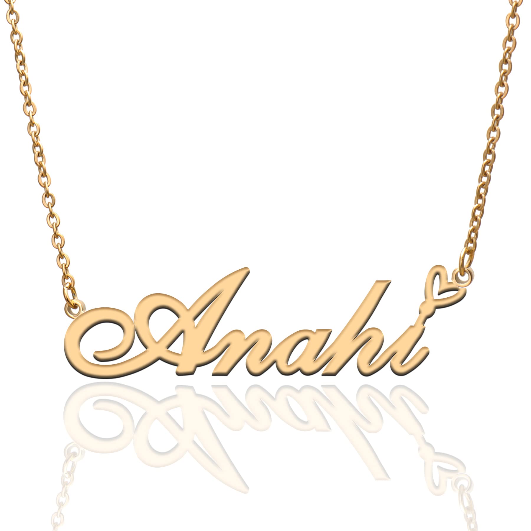 RONKAH Personalized Name Necklace - Heart Pendant Gold Plated Custom Jewelry for Women, Best Gift for Girlfriend, Mother, Daughter, Friend - Christmas, Birthday, Anniversary - Perfect for Everyday Wear, Date Nights & Special Occasions