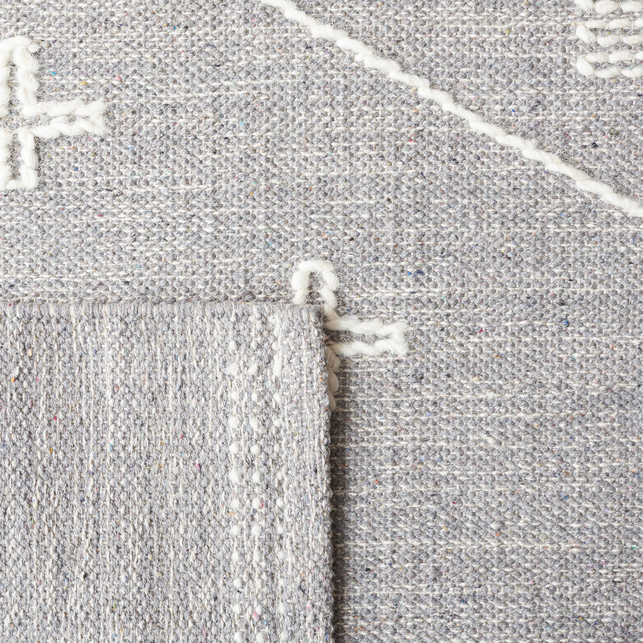 SAFAVIEH Kilim Collection 6'x6' Square Grey Ivory Handmade Cotton Area Rug - Perfect for Living Room, Dining Room & Bedroom Decor