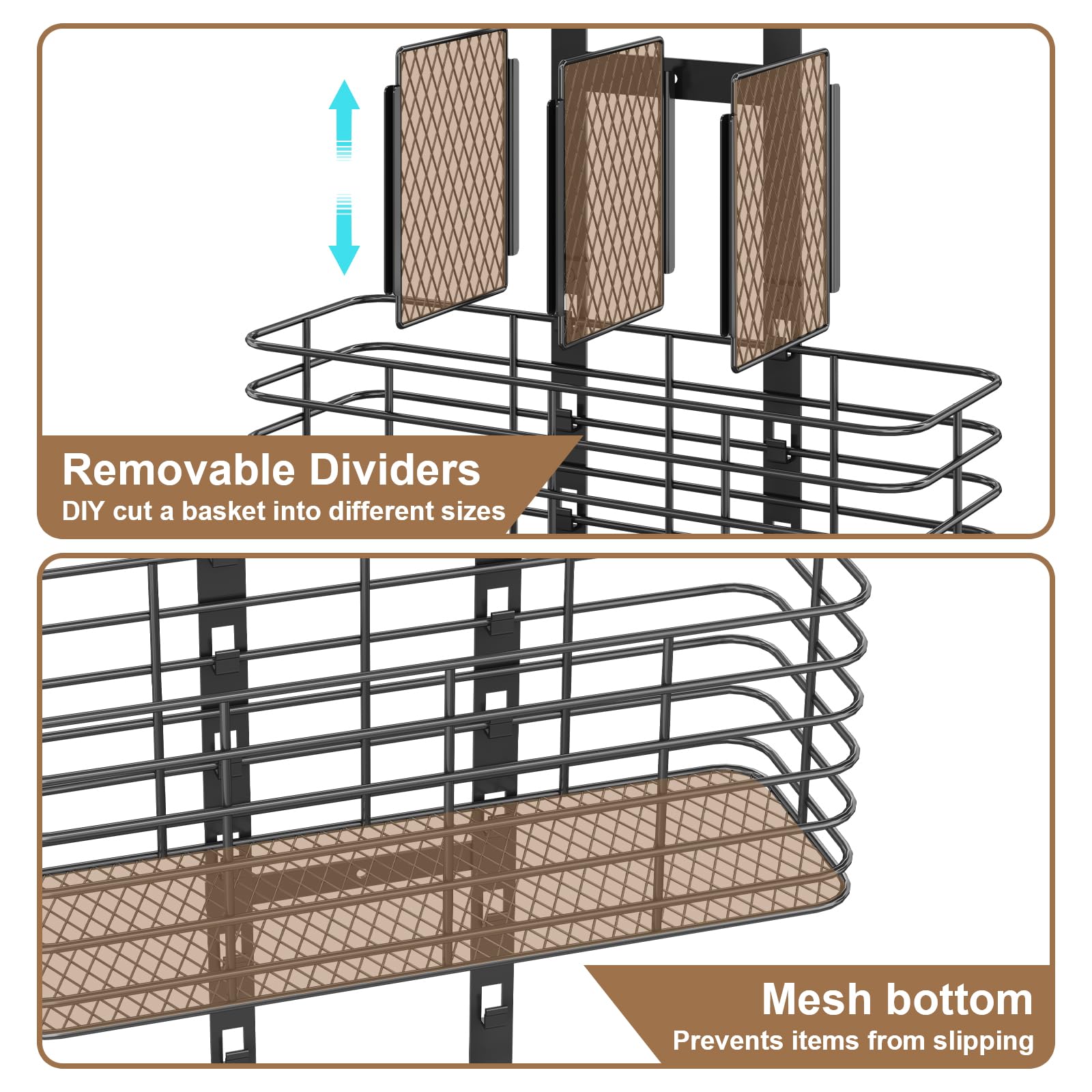 5-Tier Over The Door Bathroom Organizer - Adjustable Height Hair Dryer & Styling Tool Holder - Wall Mounted Storage Shelf for Flat Irons, Curling Wands & Skincare Products - Perfect for Small Bathrooms & Vanity Organization