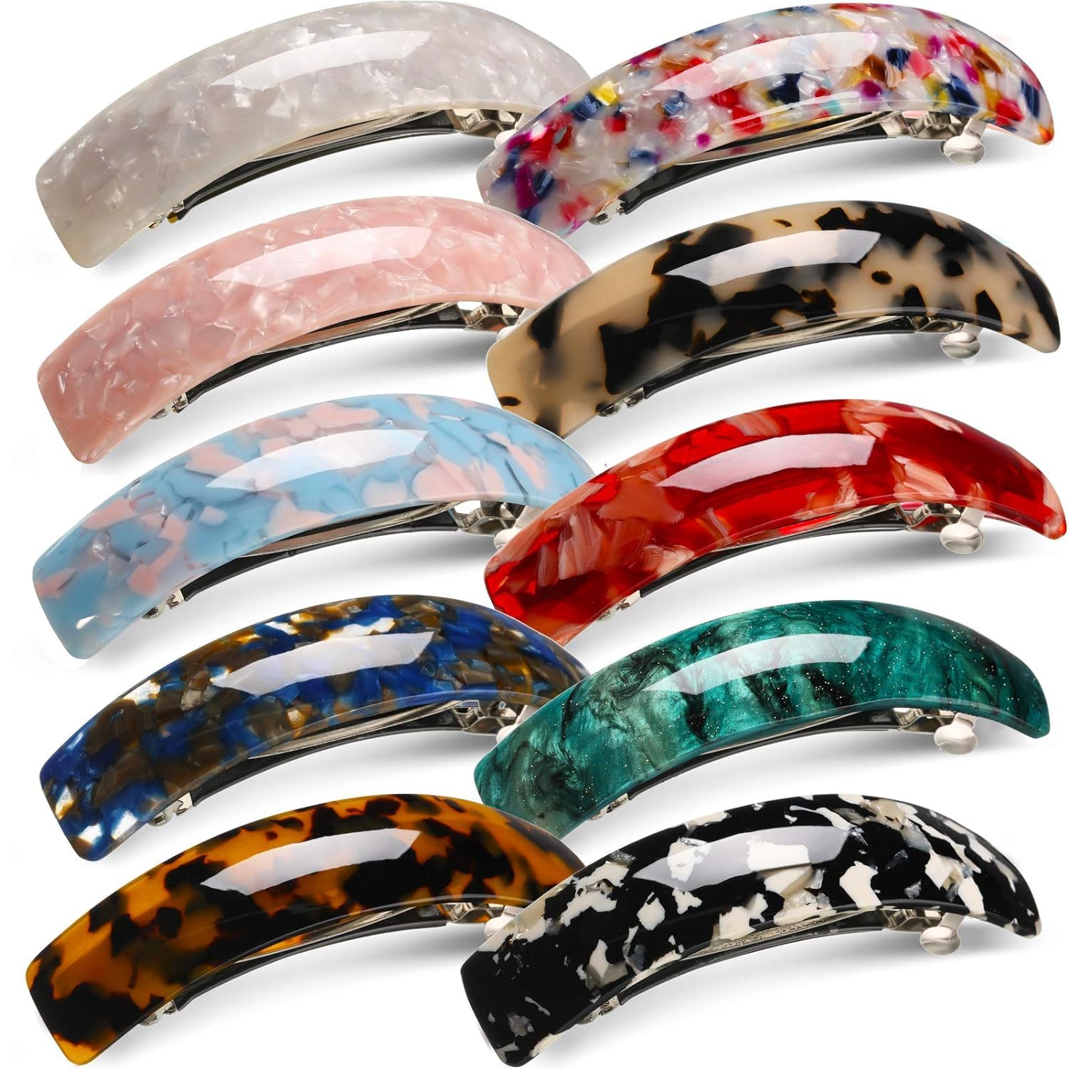 4-Piece Vintage French Hair Barrettes for Women - Large Retro Hair Clips with Classic Pattern (6 Colors) | Perfect for Updos, Weddings & Everyday Styling