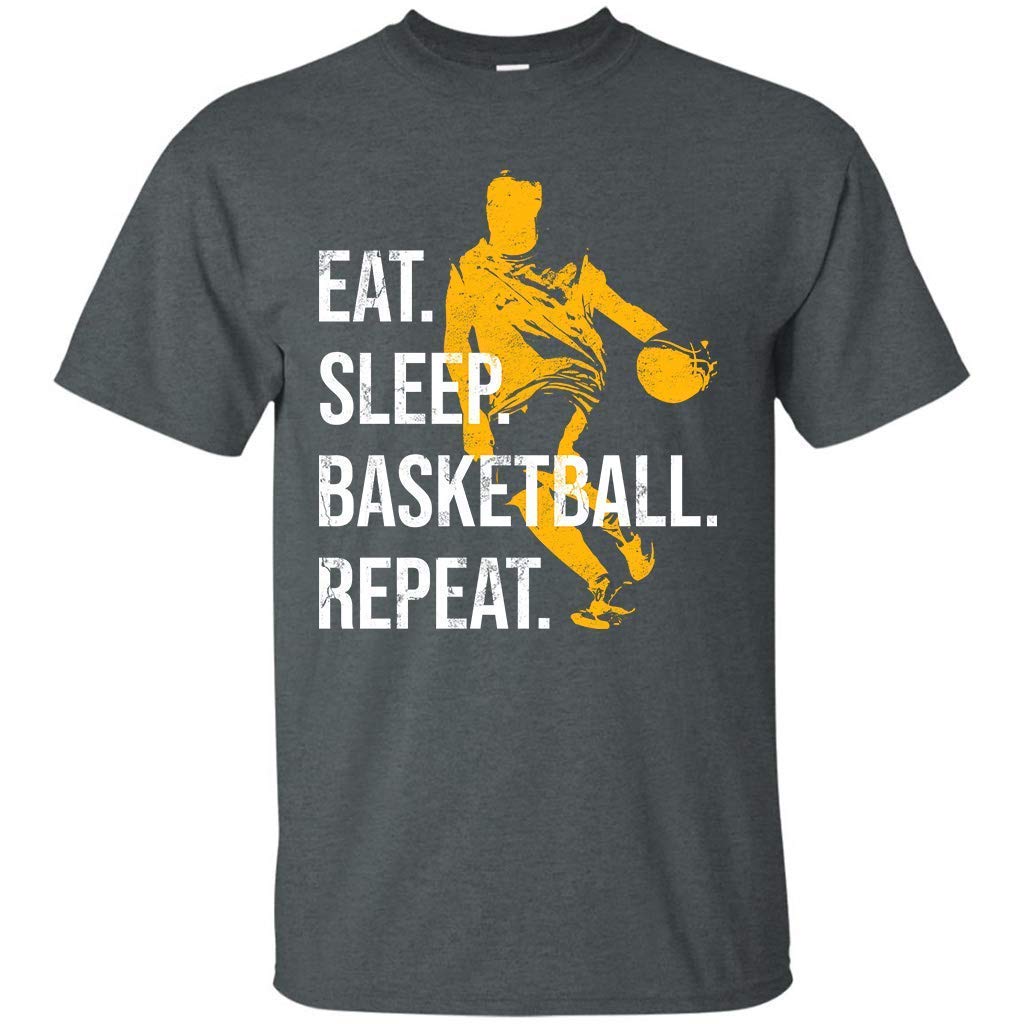 Retro Vintage Basketball Shirts - Unisex Casual T-Shirt with 'Eat Sleep Basketball Repeat' Design - Perfect Gift for Basketball Fans, Coaches & Players - Ideal for Games, Practice, and Casual Wear