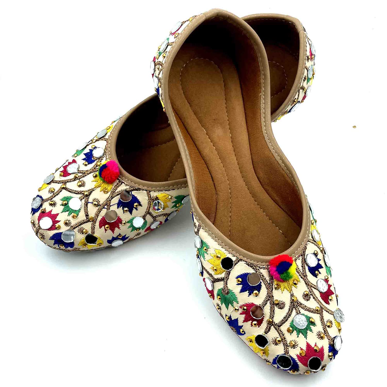 Chandrakala Women's Traditional Handmade Khussa Wedding Shoes | Bridal Mojari Juti | Punjabi Ethnic Flats (WF131) - Perfect for Weddings, Festivals & Cultural Events