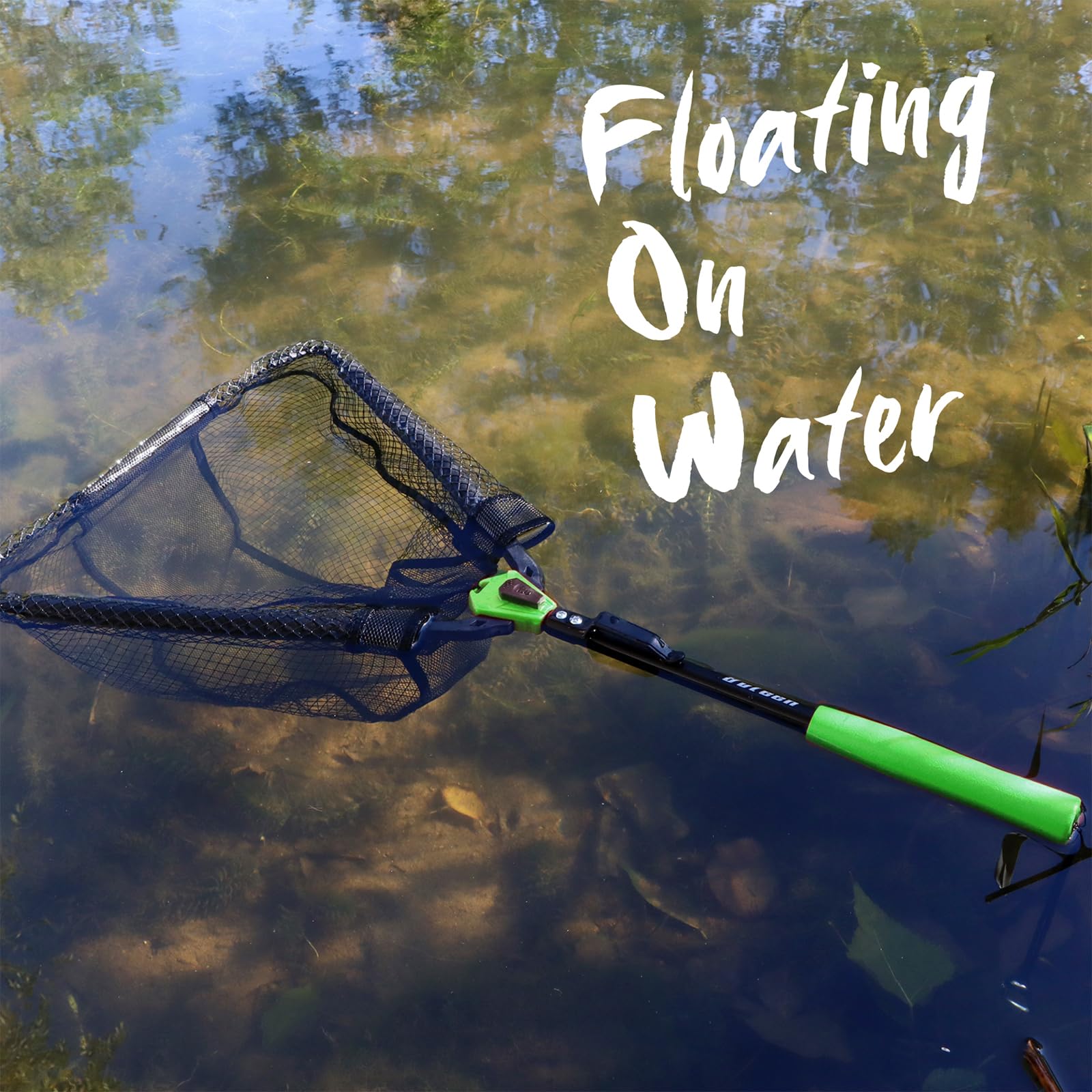 YVLEEN Floating Fishing Net - Foldable & Lightweight Freshwater Landing Net with Ultra-Thin Rubber Mesh for Easy Catch & Release - Perfect for Fly Fishing, Kayak Fishing & Outdoor Adventures - Great Gift for Anglers