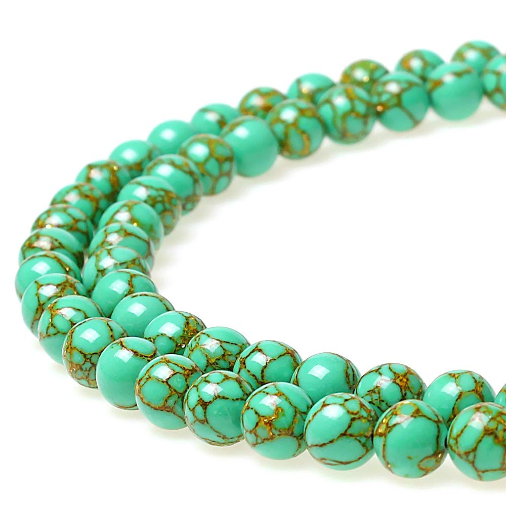 4mm Round Stone Beads - Synthetic Golden Line Turquoise Loose Beads for Jewelry Making, DIY Bracelets & Necklaces - Perfect for Crafting, Beading Projects and Handmade Jewelry Designs