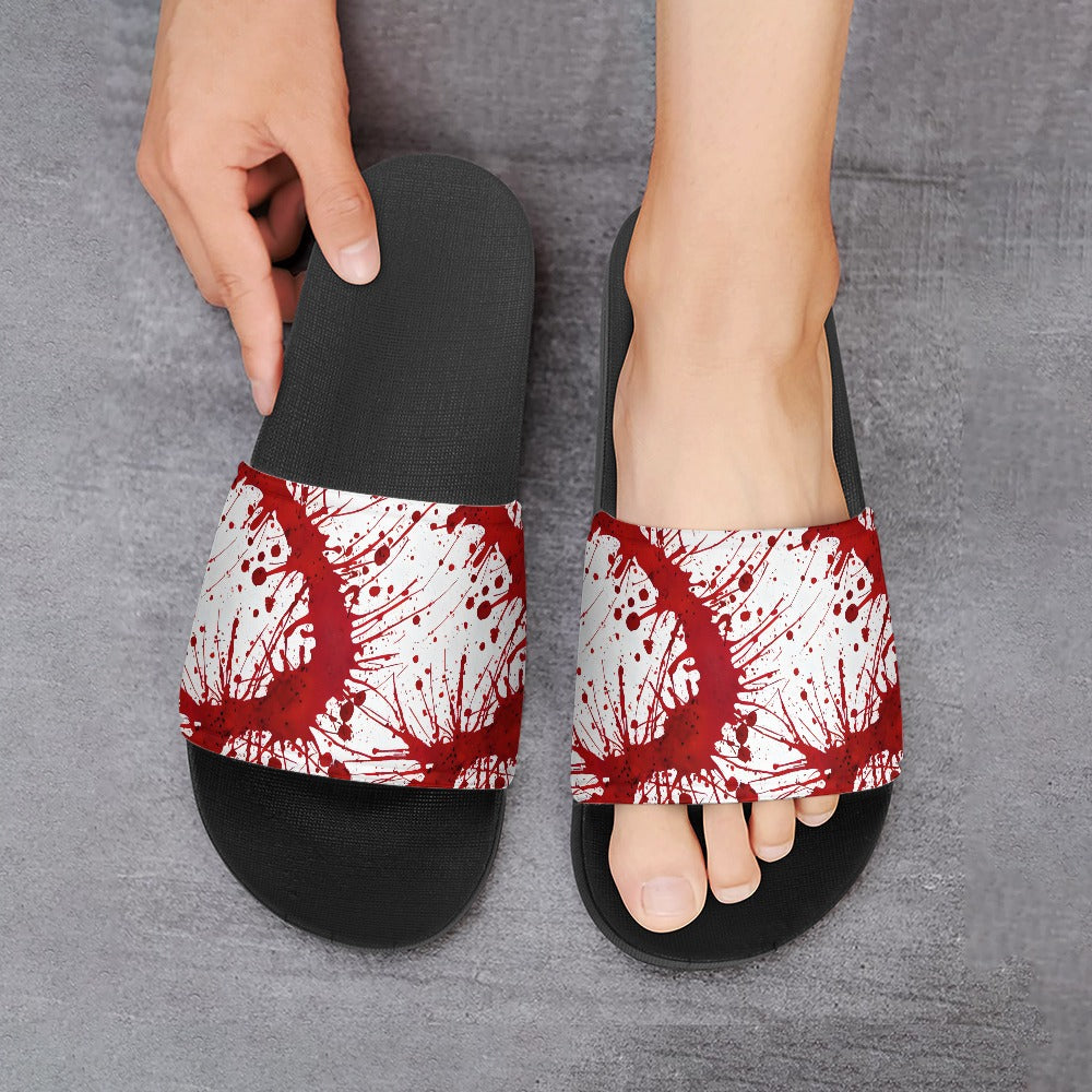 Bloody Splatter Halloween PVC Sandals - Scary Cosplay Shoes for Horror Parties & Themed Events - Comfortable & Durable Costume Footwear
