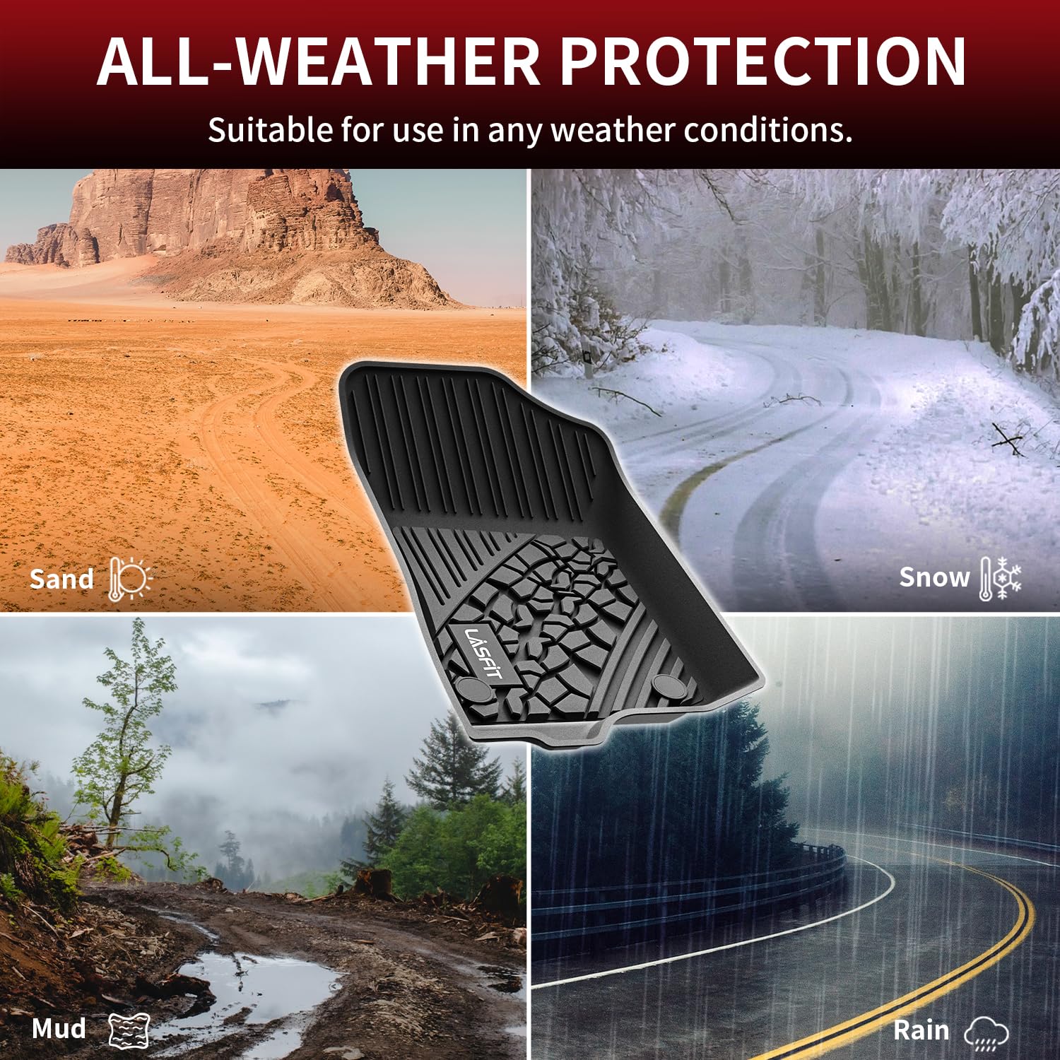 LASFIT All-Weather TPE Floor Mats & Trunk Liner for Jeep Wrangler JL 2018-2025 (4-Door, Flat Load Floor, No Subwoofer) - Durable, Custom Fit, Non-Slip Protection - Perfect for Off-Roading, Camping & Daily Driving