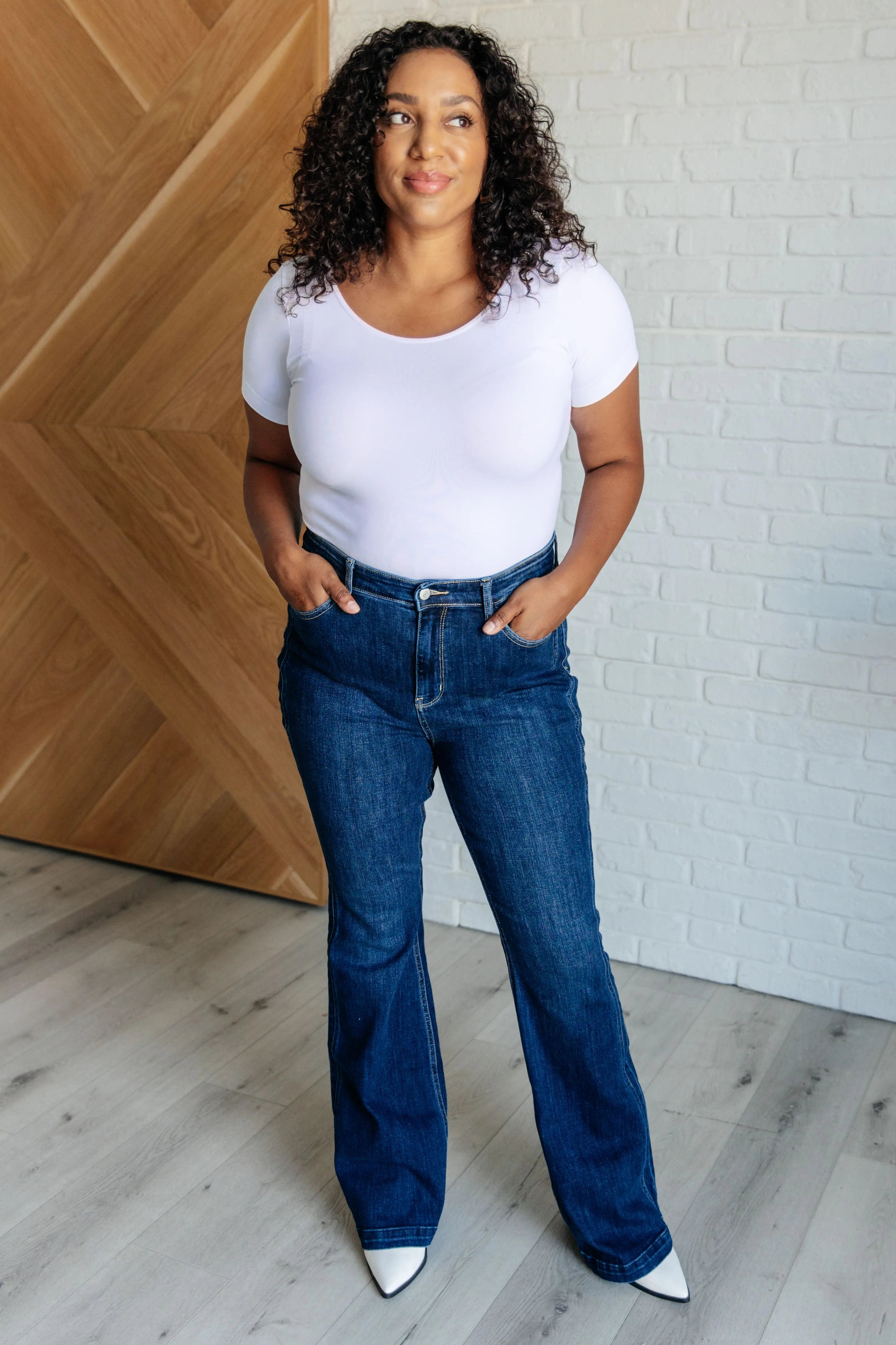Mavis High Rise Side Seam Detail Flare Jeans for Women - Vintage Inspired Stretch Denim Pants with Bootcut Leg (Perfect for Casual Wear, Date Nights & Office Outfits)