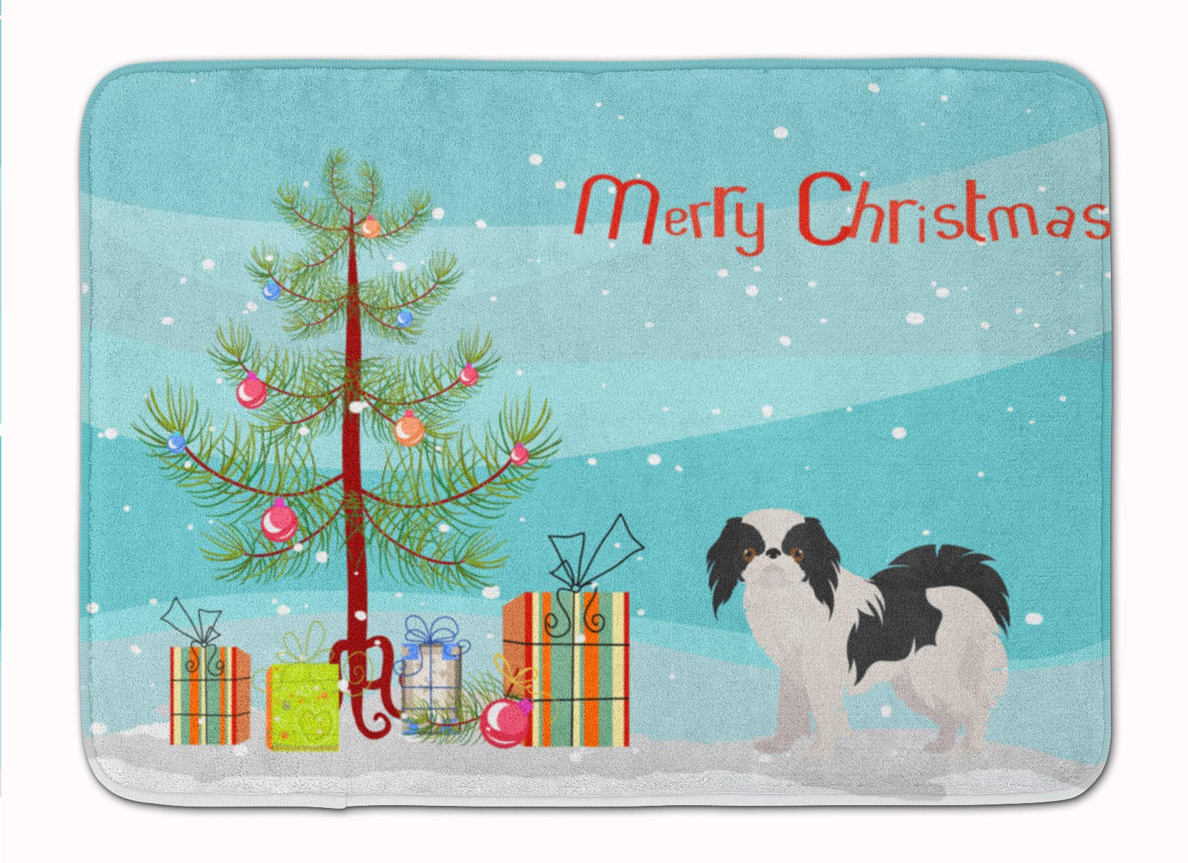 Japanese Chin Christmas Tree Non-Slip Bath Mat - Machine Washable Memory Foam Rug for Bathroom & Kitchen - Quick Dry, Durable & Decorative Floor Mat - Perfect for Holiday Decor, Pet Lover Gifts & Cozy Home Accents