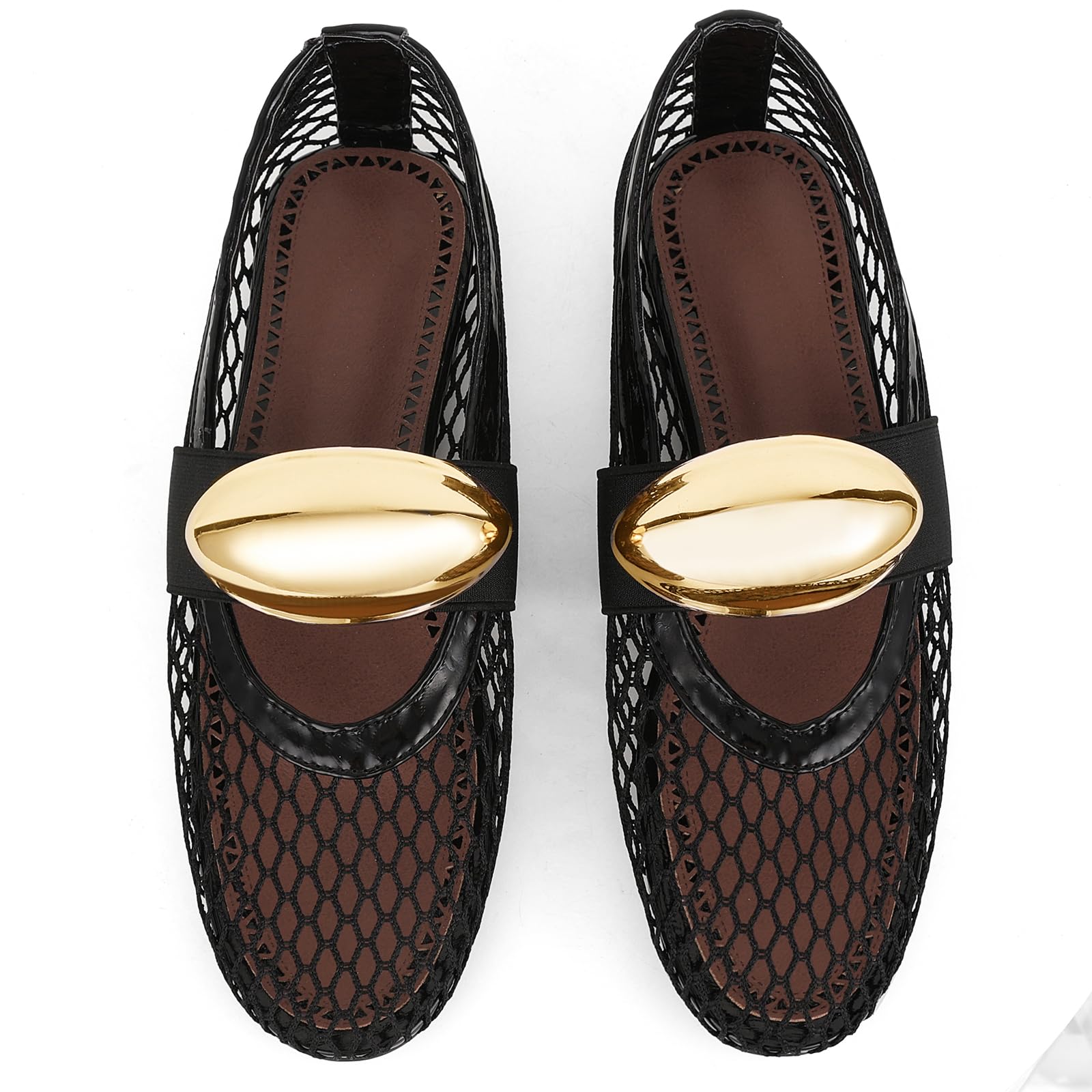 Women's Mesh Ballet Flats - Round Toe Buckle Ballerina Shoes for Casual Wear & Dress Outfits | Comfortable Mary Jane Flats for Work, Travel & Everyday Use