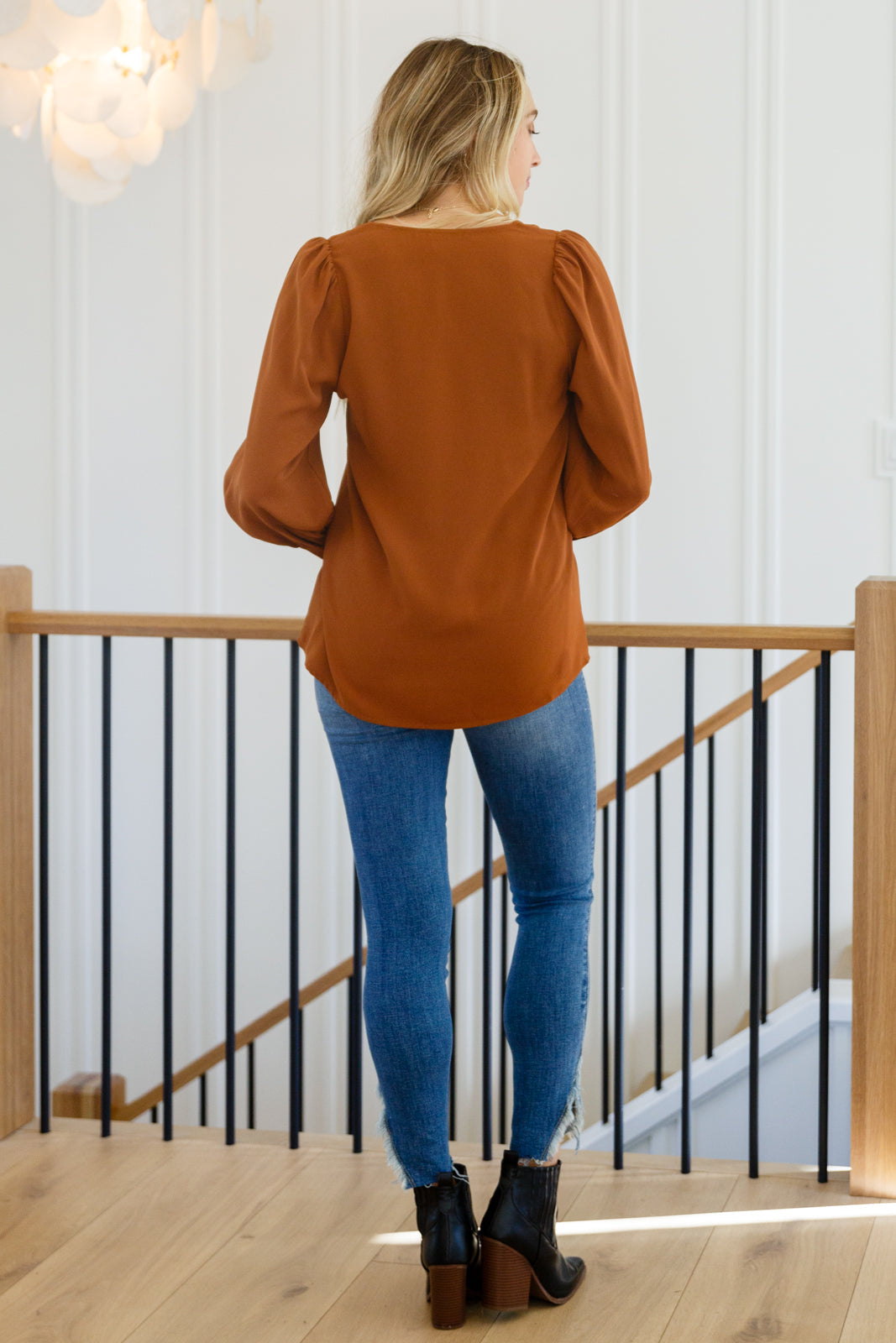 Stylish V-Neck Blouse in Toffee Brown - Perfect for Work, Date Night & Casual Outfits | Women's Fashion Top