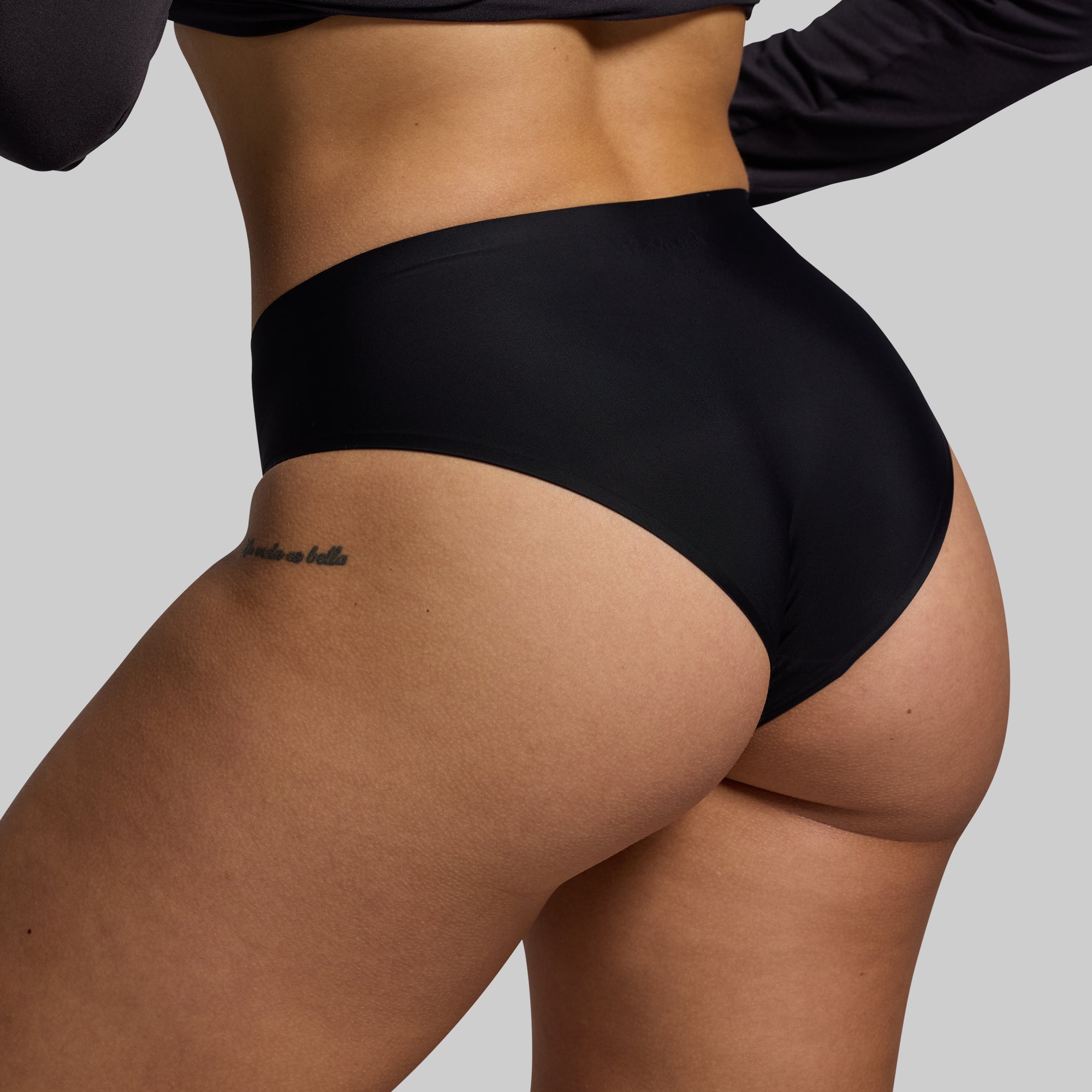 BP Seamless Cheeky Underwear - High Waist Thong Panties for Women, Soft Stretch Comfort, No Show Invisible Underwear (Black) | Perfect for Yoga, Workout & Everyday Wear