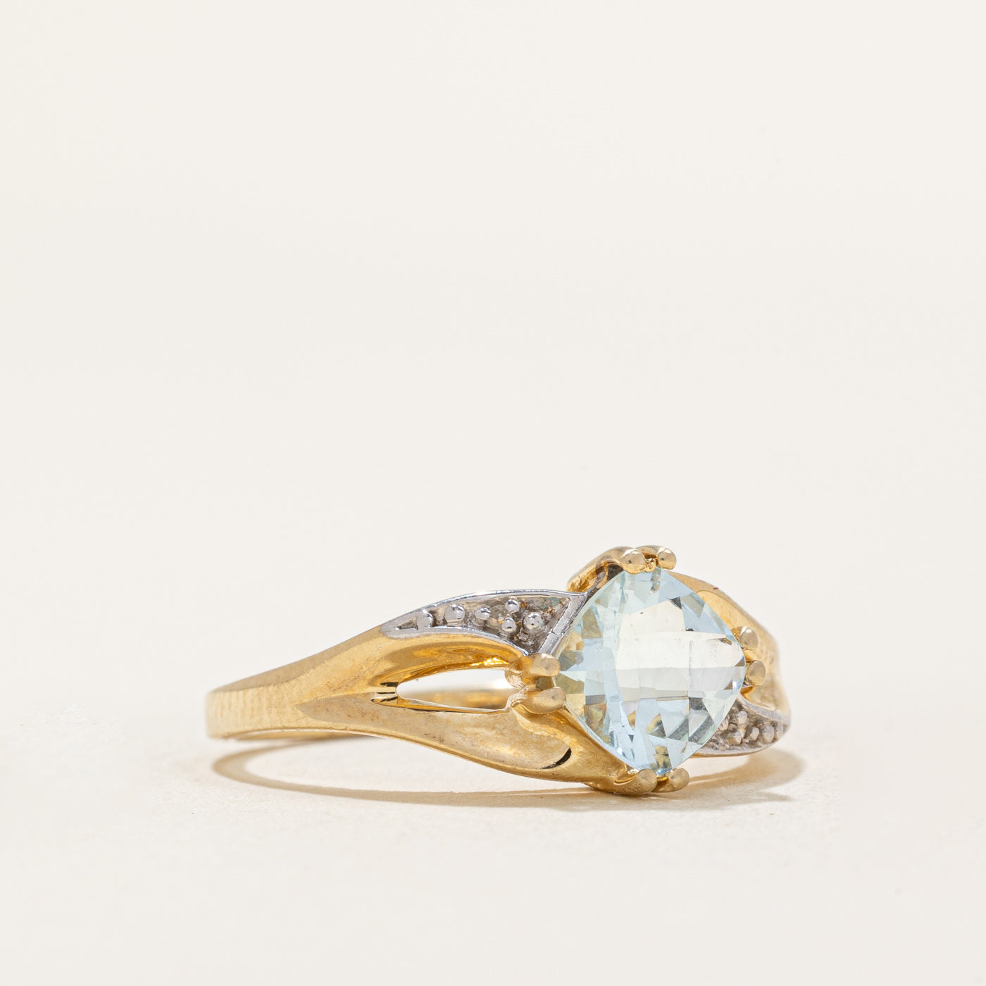 Aquamarine and Diamond Cocktail Ring - 0.70ct Aquamarine with 0.005ctw Diamonds - Size 7 - Elegant Evening Wear & Special Occasion Jewelry