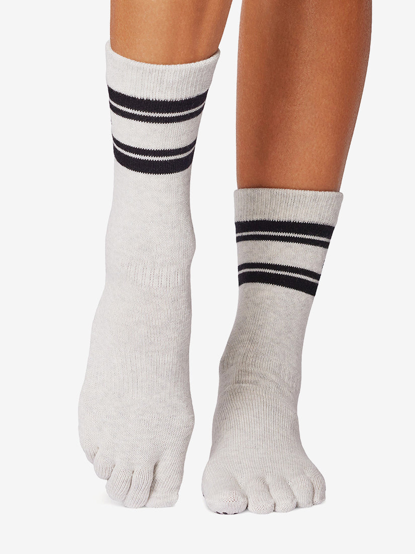 ToeSox Full Toe Crew Grip Socks - Non-Slip Yoga & Pilates Socks for Women - Perfect for Barre, Dance, and Workout - Love Letter Design