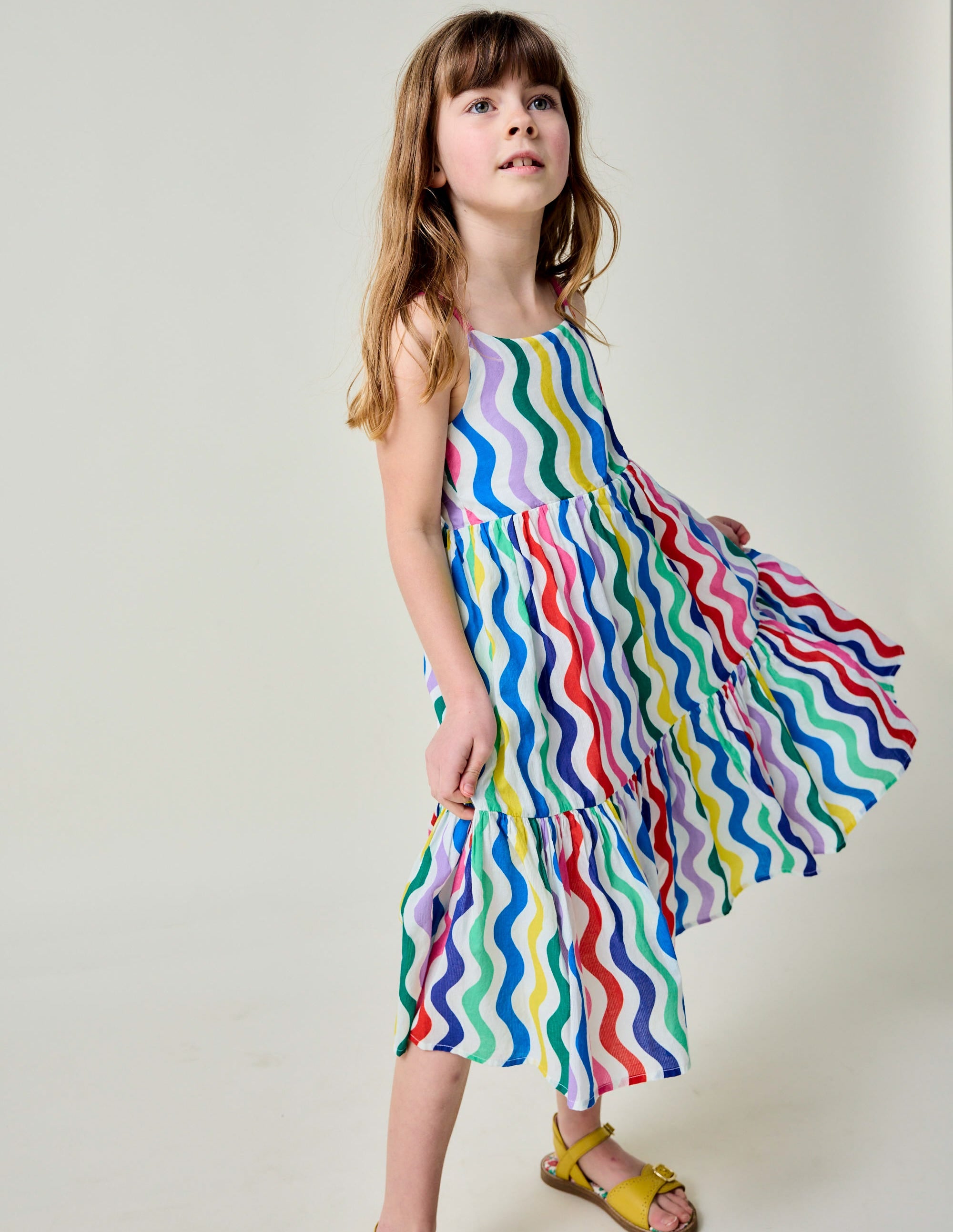 Aurelia Women's Tiered Twirly Dress with Multi-Wave Hem - Perfect for Weddings, Parties & Special Occasions