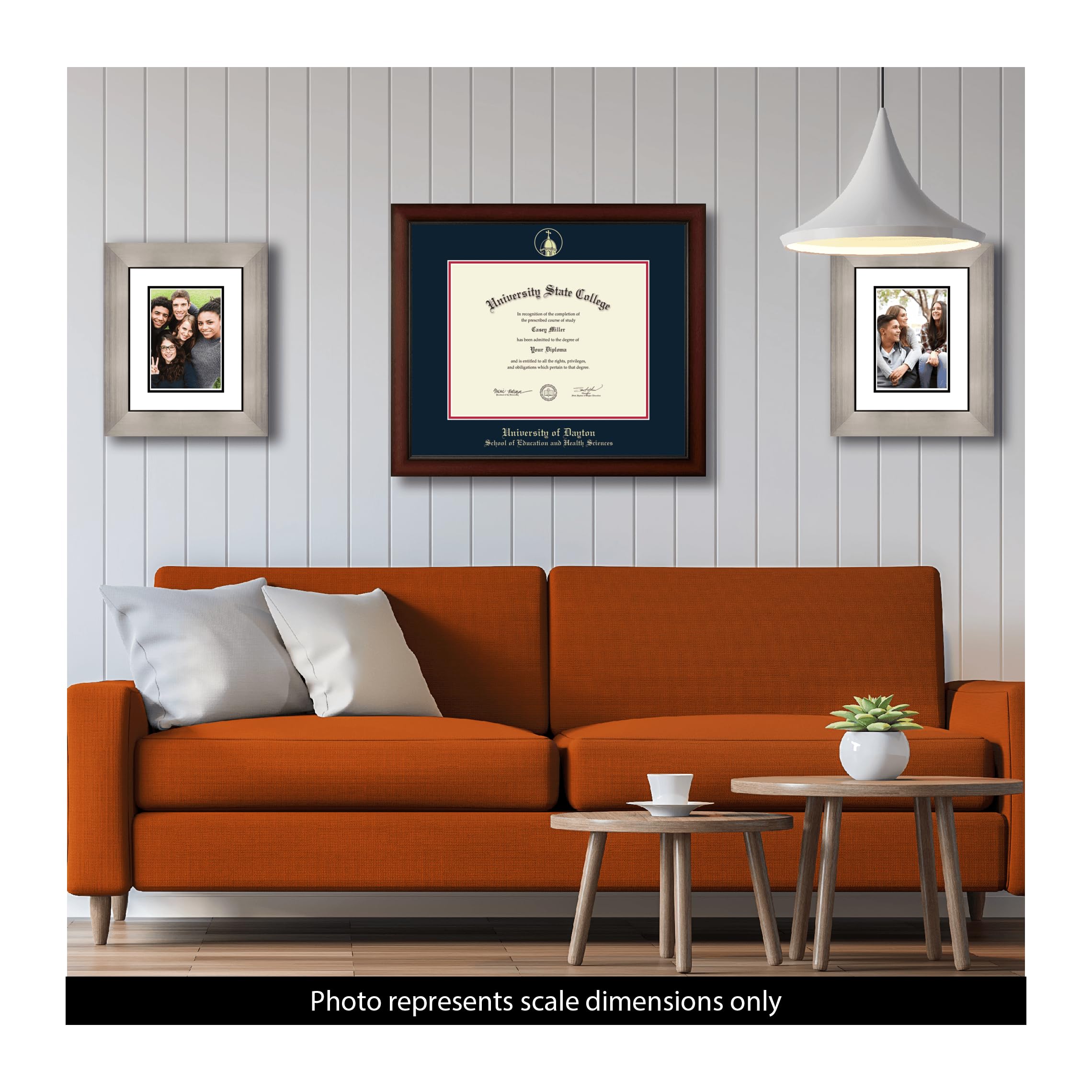 University of Dayton School of Education and Health Sciences PhD Diploma Frame - 14x11 Inch Gold Embossed Cherry Wood Frame with Navy & Red Matting - Perfect for Office Decor, Graduation Gifts & Academic Display