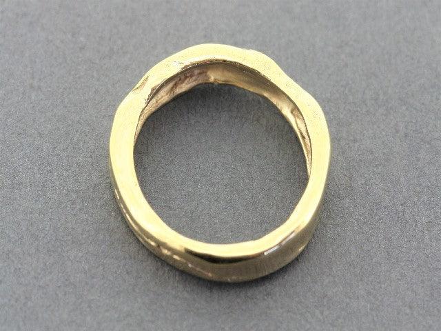 Driftwood Band Gold on Silver Ring - Handmade Boho Jewelry for Women, Nature-Inspired Wedding Band, Stackable Dainty Ring for Everyday Wear & Special Occasions