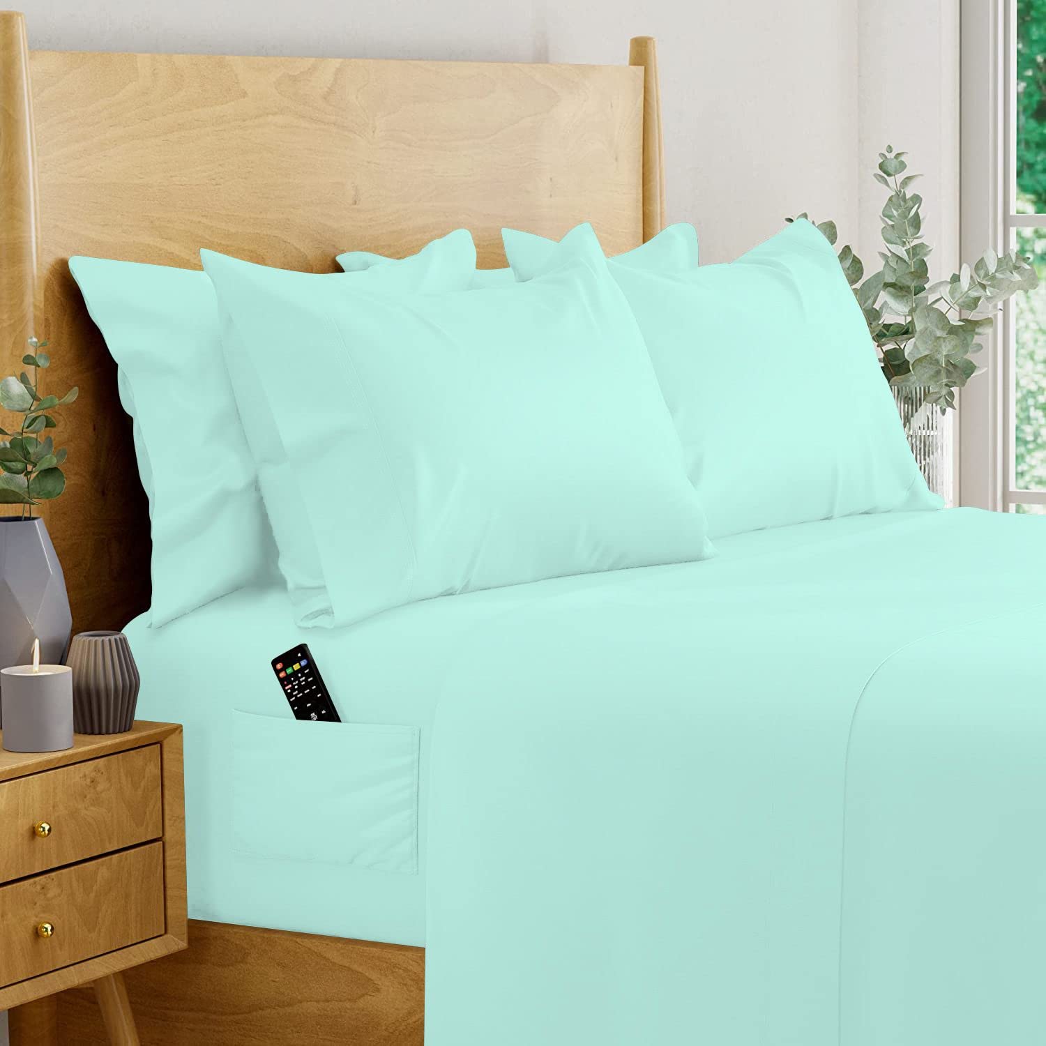 Luxury 800 Thread Count 4-Piece Egyptian Cotton Sheet Set - Soft Deep Pocket Fitted Sheet (8
