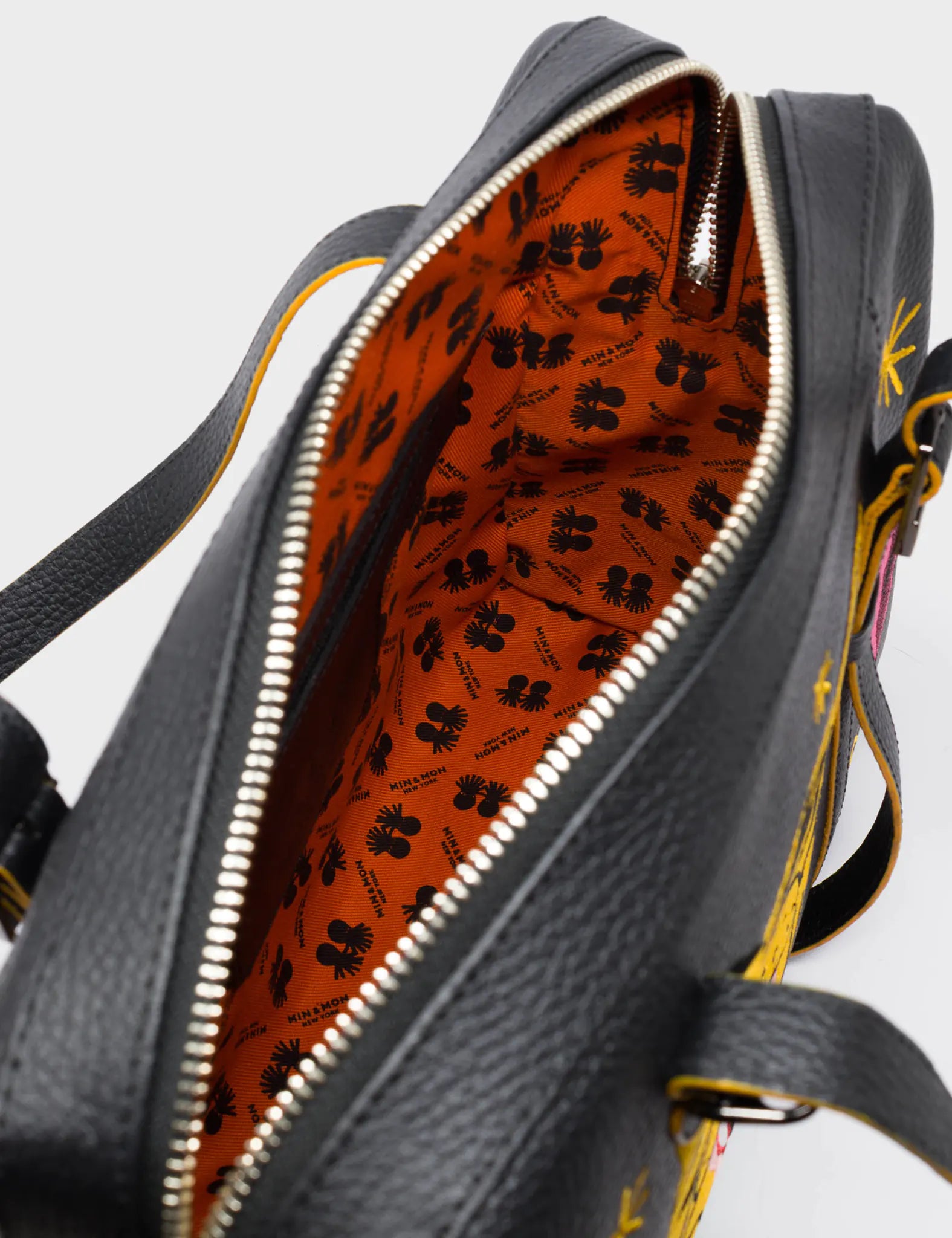 Elegant Esther Black Satchel Bag with Tiger and Flowers Embroidery - Perfect for Women's Fashion, Work, Travel & Everyday Use