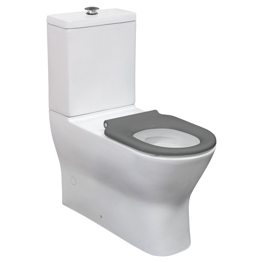Fienza K013GA Delta Care Back to Wall Toilet Suite with Grey Seat - S Trap 90-280mm - Space Saving Modern Bathroom Solution for Small Spaces & Contemporary Homes