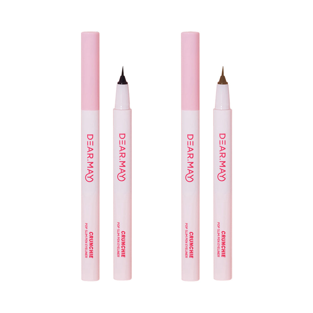 DEAR.MAY Crunchie Pop Slim Pen Eyeliner - 0.5g Waterproof Liquid Eyeliner with Fine Tip, 2 Colors (Black & Brown) - Perfect for Everyday Makeup, Winged Liner & Smokey Eye Looks