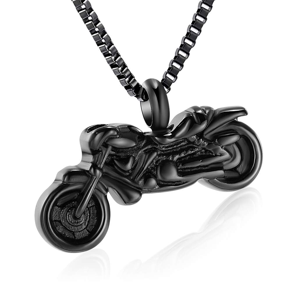 Motorcycle Urn Necklace for Ashes - Stainless Steel Cremation Jewelry Pendant for Men & Women - Memorial Keepsake for Bikers & Loved Ones - Perfect for Motorcycle Enthusiasts & Remembrance Gifts