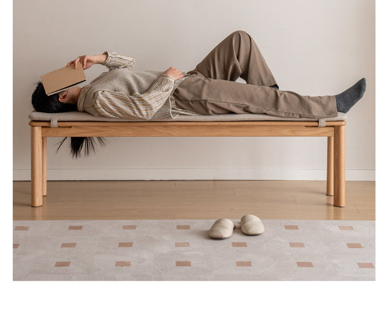 Modern Oak Solid Wood Long Bench - Durable & Stylish Entryway, Dining, or Living Room Seating Furniture for Home Decor