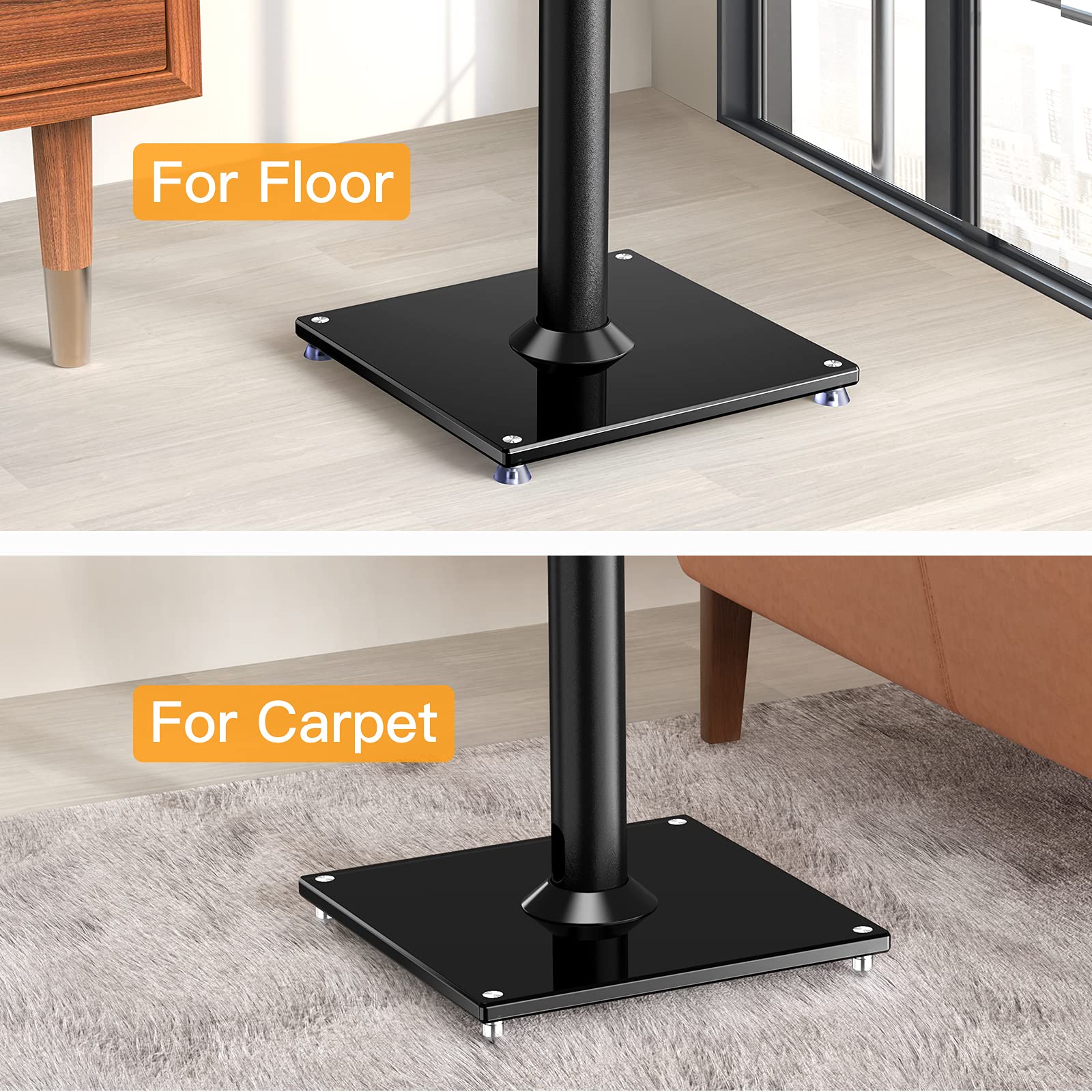 PGTVMC06 Mobile TV Cart Stand for 23-60 Inch TVs with Wheels | PSS6 Universal Bookshelf Speaker Stand | Perfect for Home Theater, Classroom, and Office AV Setup