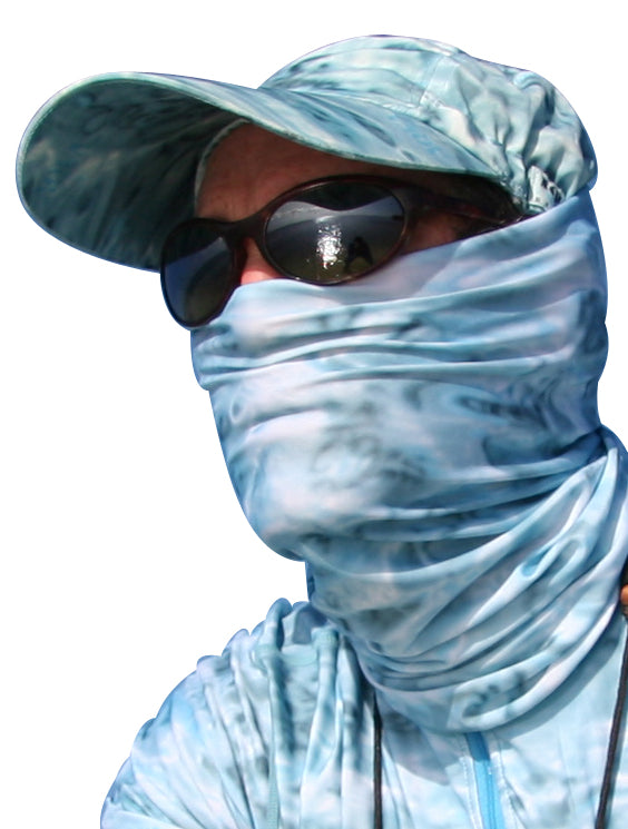 UPF 50+ Camo Tube Gaiter Face Mask for Men - Sun Protection Neck Gaiter with Aqua Design - Perfect for Hiking, Cycling & Outdoor Activities