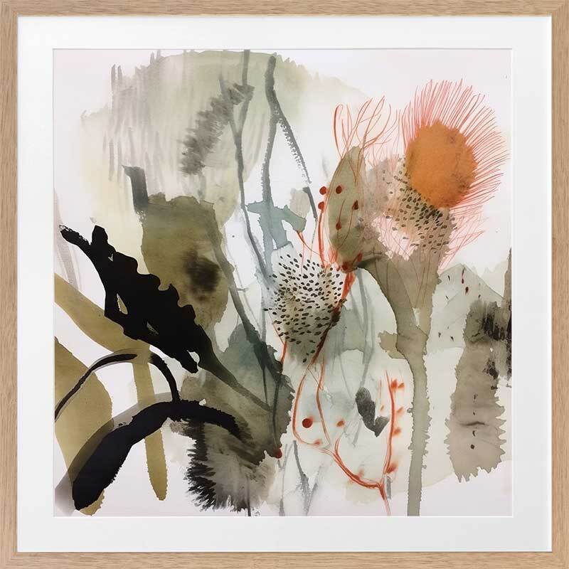 Aussie Florals Orange II Framed Wall Art Print - Vibrant Floral Painting for Living Room, Bedroom & Office Decor