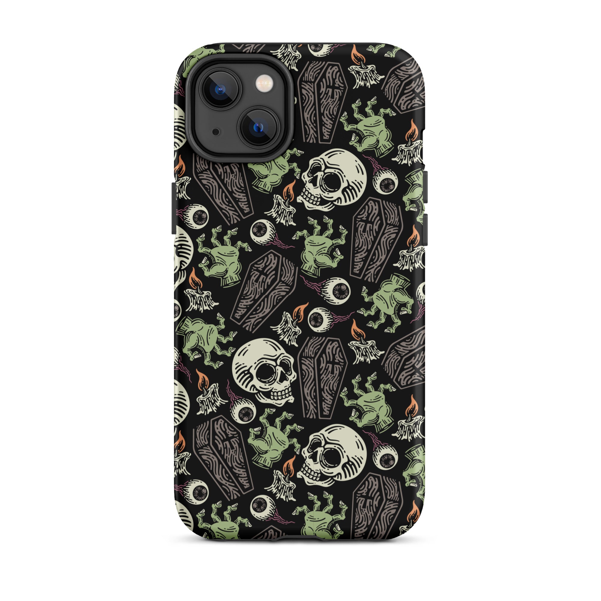 Premium Skeleton Horror iPhone Case - Durable Shockproof Protection for iPhone 12/13/14/15 Pro Max - Gothic Halloween Aesthetic Phone Cover for Parties & Cosplay