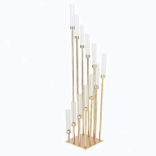 57-Inch Tall Gold Candelabra Candle Holder - Elegant Glass Centerpiece for Wedding Receptions, Party Dining Tables & Home Decor - Perfect for Romantic Dinners, Holiday Decorations and Special Events