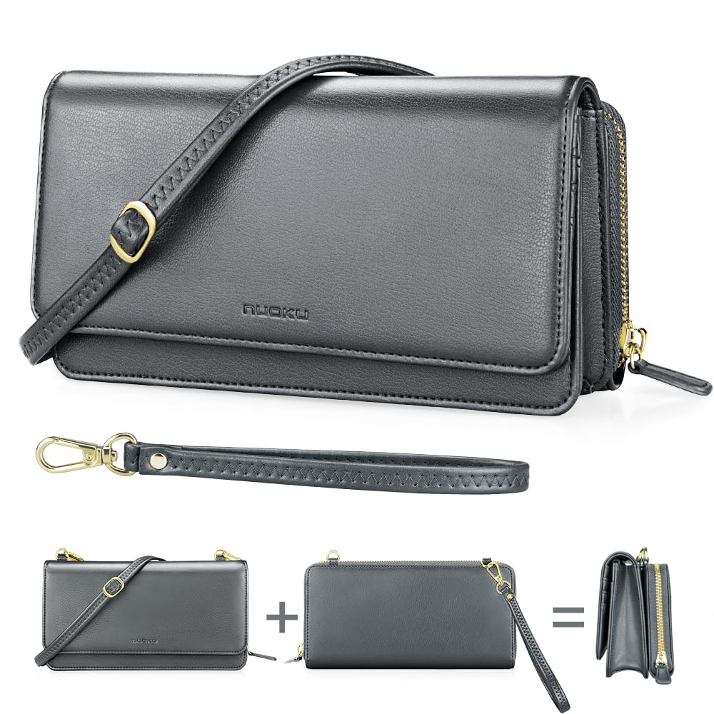 NUOKU Women's Crossbody Bag with Detachable RFID Blocking Wallet & Credit Card Holder - 2 Sizes Included | Perfect for Travel, Shopping & Everyday Use