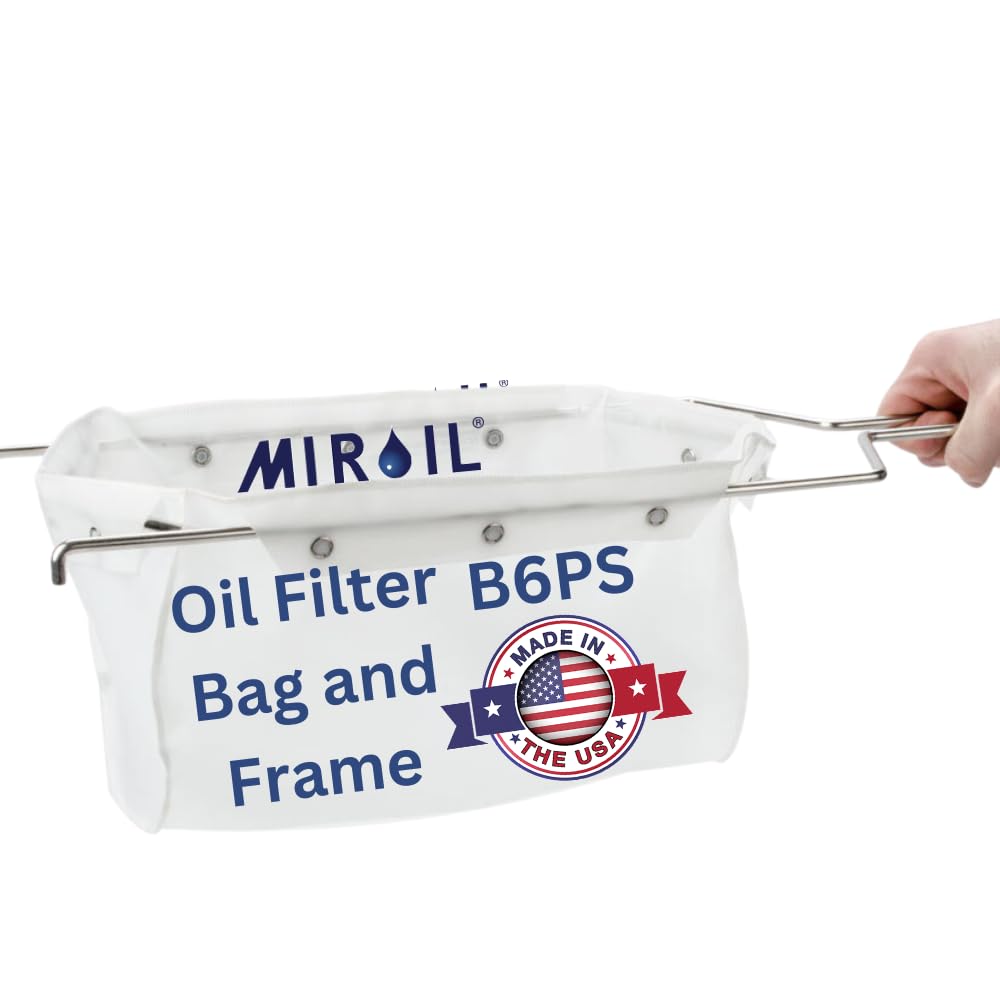 MirOil B6PS Fryer Filter Bag & Frame Combo - Extend Cooking Oil Life, Reduce Contaminants, Maintain Food Taste & Quality - Hot & Cold Oil Filtration for 70 Lb. Commercial Deep Fryers - Perfect for Restaurants, Food Trucks & Catering Businesses