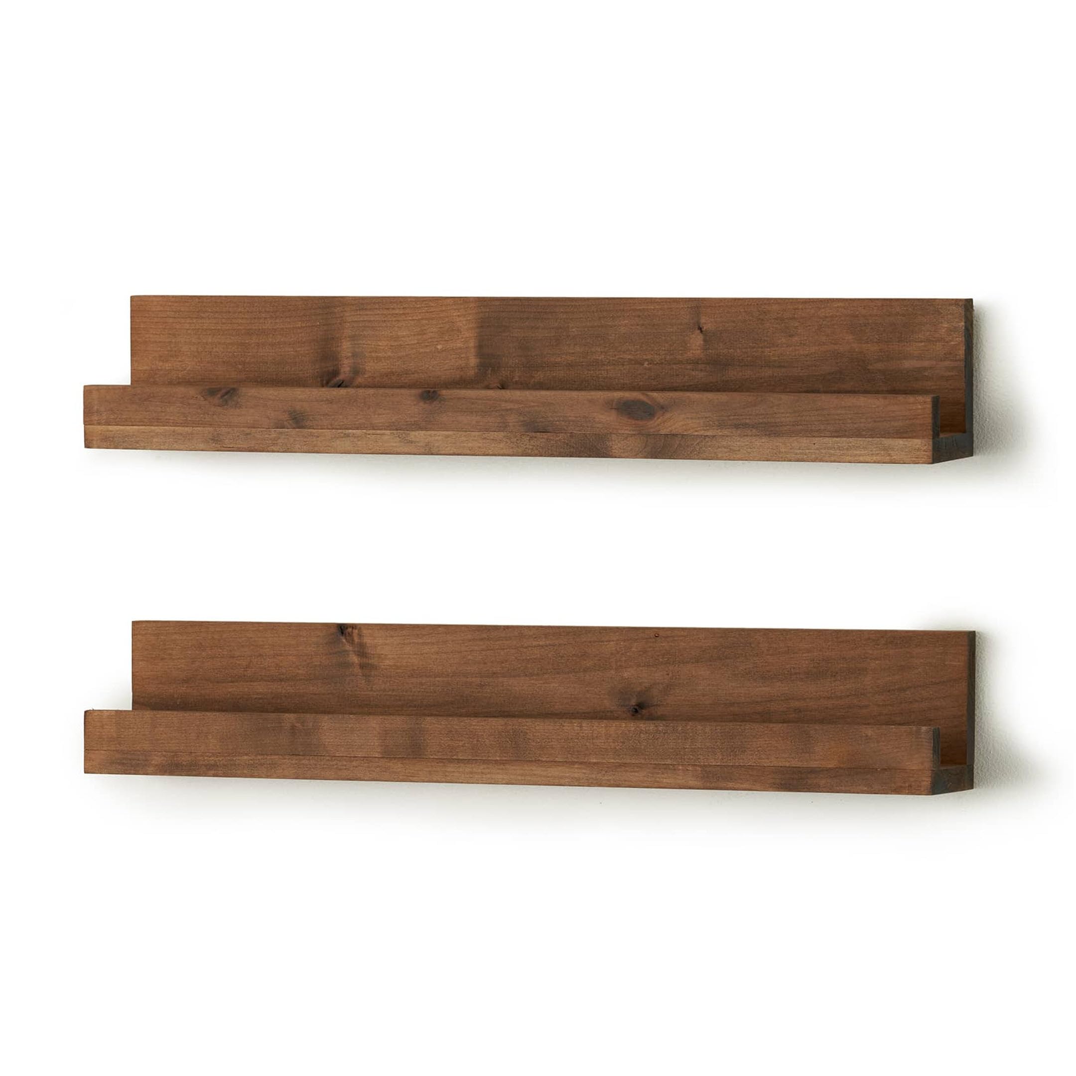 28-Inch Floating Wall Shelves Set of 2 - Rustic Farmhouse Style Wooden Shelves for Home Decor - Perfect for Bedroom, Bathroom, Kitchen & Living Room - 4