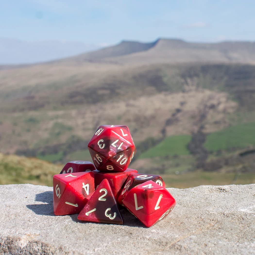 Blood God DND Dice Set - Red & Brown with Extra D20 for RPG Gaming