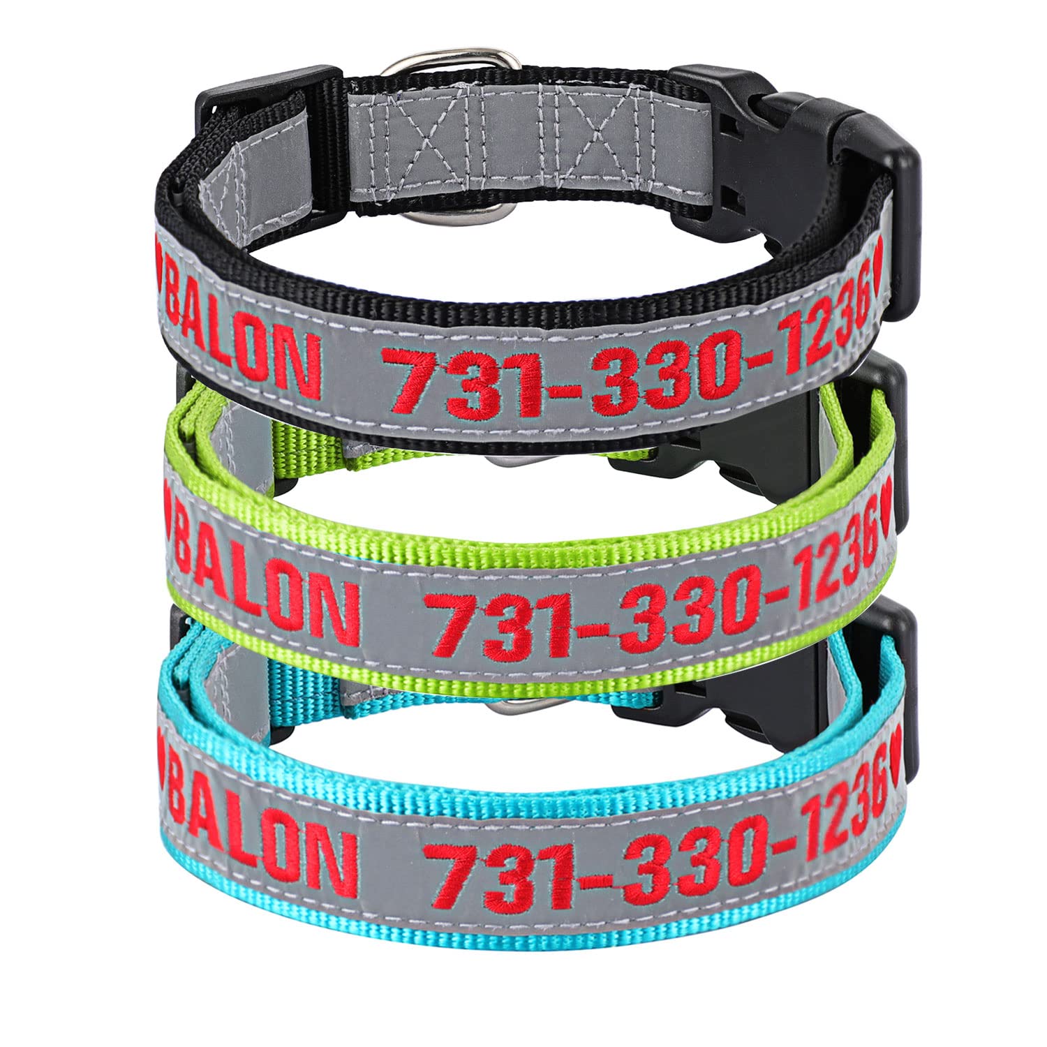 Custom Embroidered Reflective Dog Collar with Name ID - Adjustable & Safe for Small, Medium, Large Dogs | Perfect for Night Walks, Pet Safety & Identification