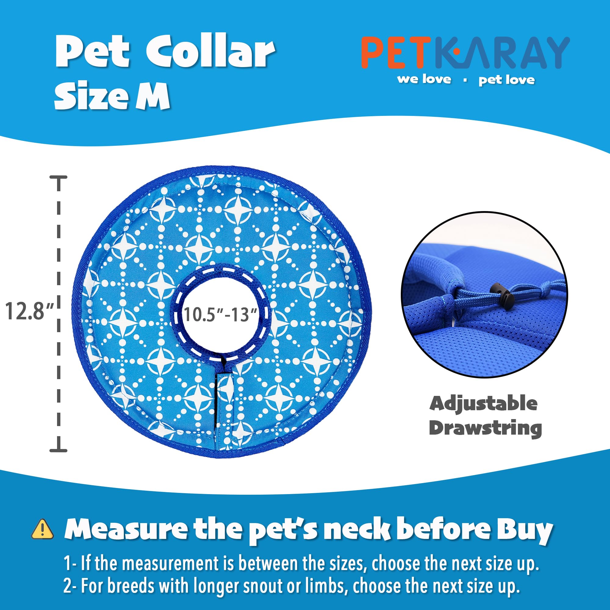 PETKARAY Soft Dog Cone Collar - Comfortable Recovery Donut Collar for Small Medium Large Dogs After Surgery (Size M) | Post-Surgery Protection for Wound Healing & Licking Prevention | Perfect for Home Recovery & Vet Visits