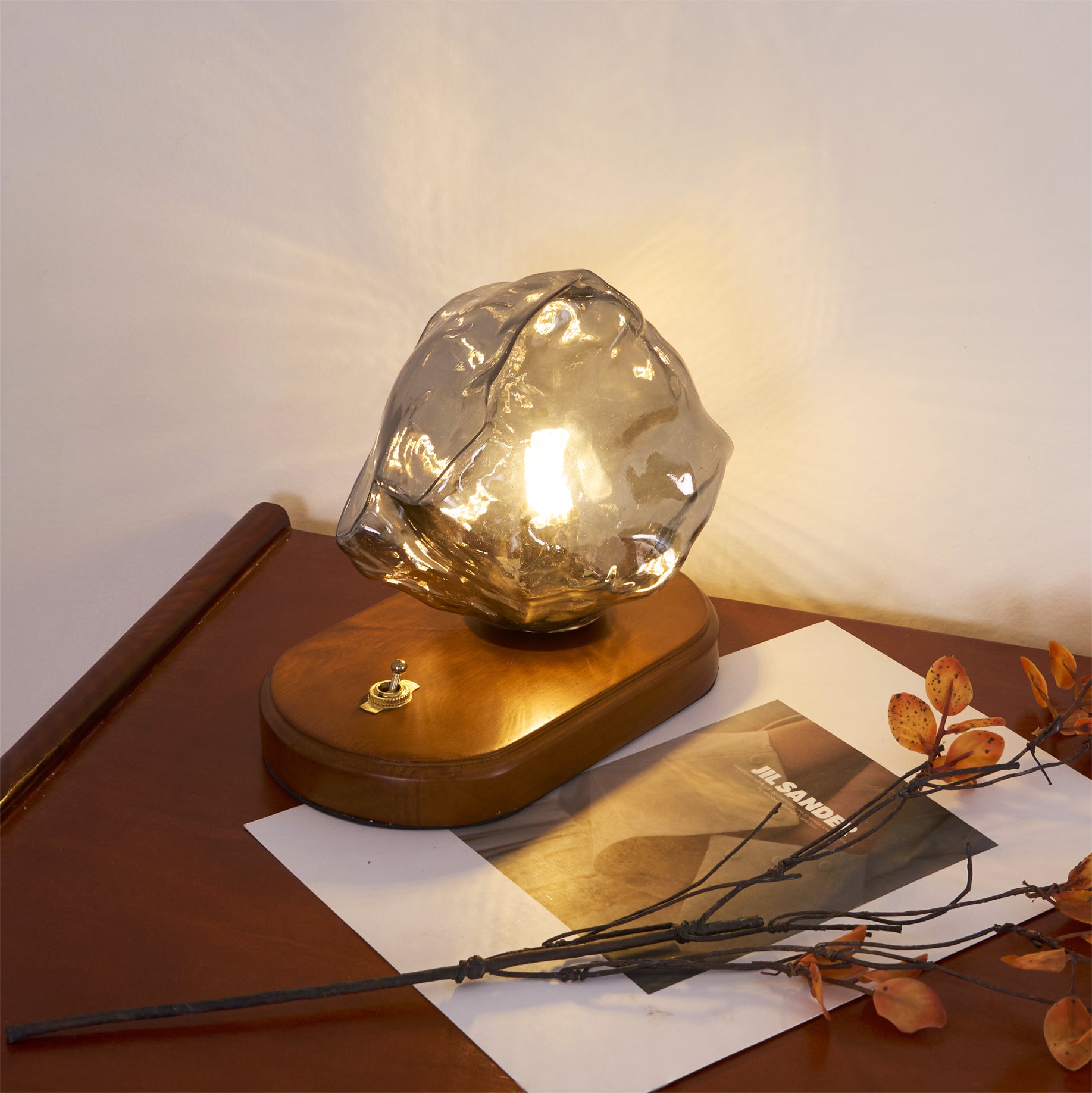 Modern Ice Stone Glass Table Lamp - Elegant Bedside & Living Room Lighting for Home Decor