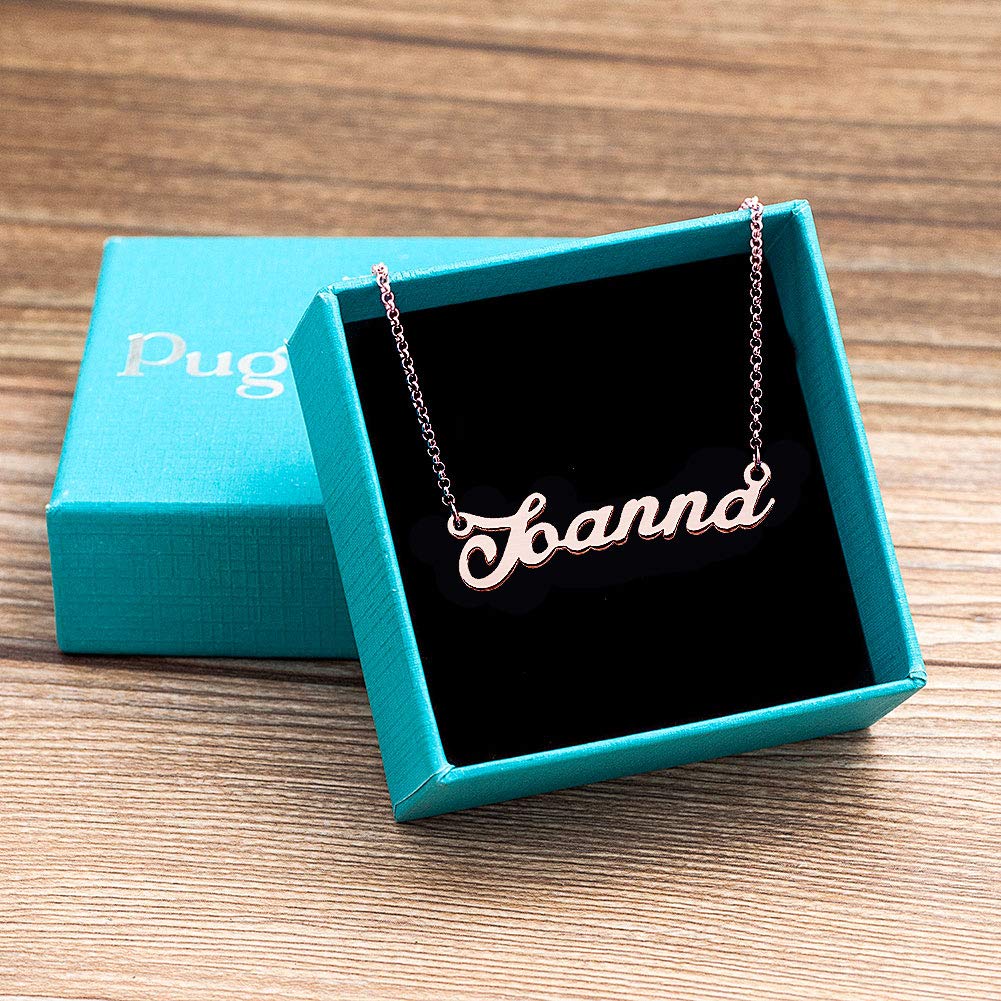 Personalized Rose Gold Name Necklace for Women - Custom Engraved Couple Jewelry Gift | Anniversary, Valentine's Day & Birthday Present