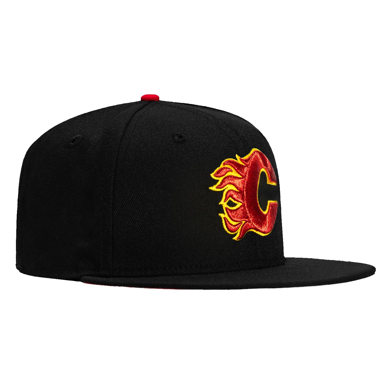 New Era 59Fifty Calgary Flames Team UV Protection Adjustable Snapback Hat - Black NHL Hockey Cap for Men & Women - Perfect for Games, Tailgating & Fan Gear Collection