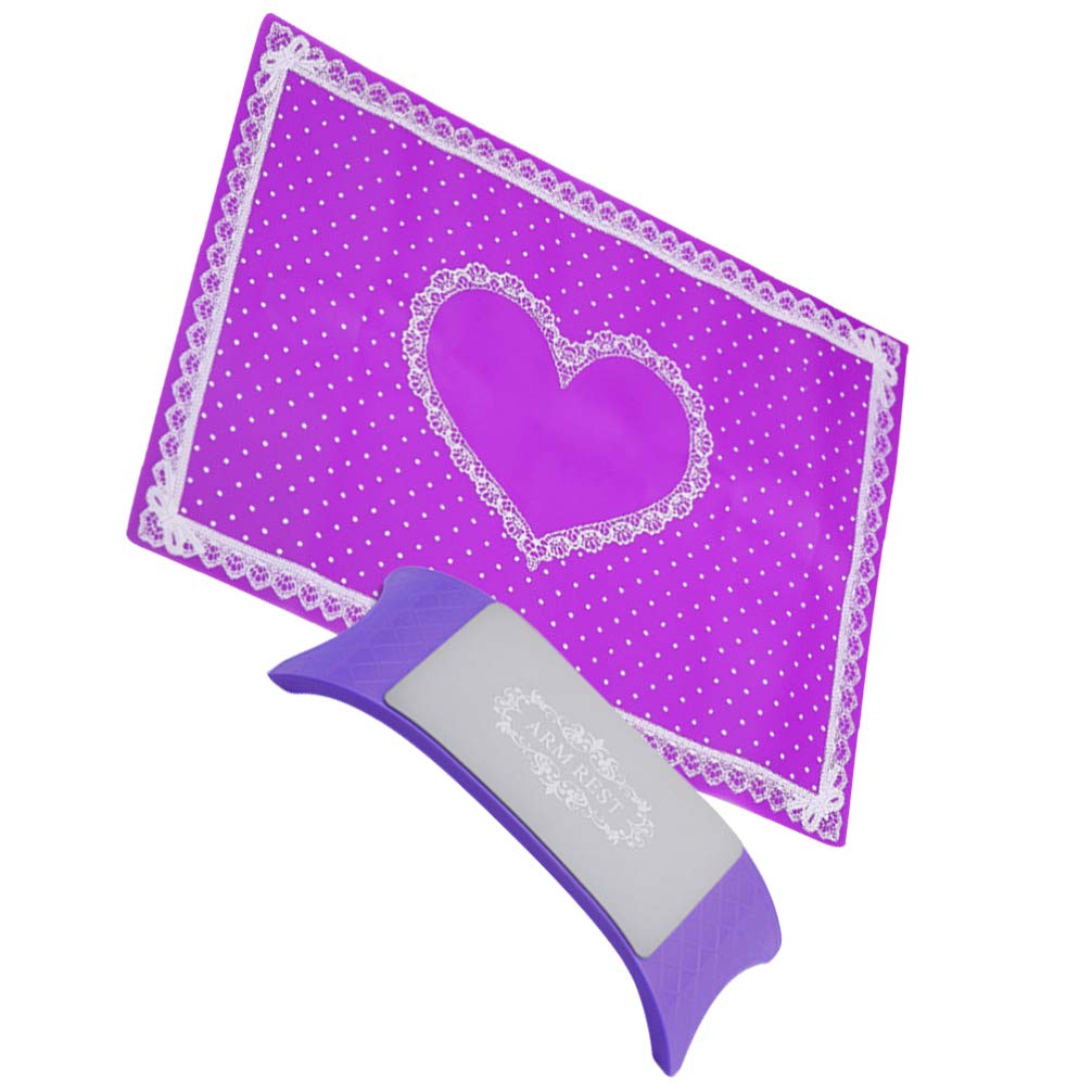 **HEALLILY Silicone Nail Art Hand Rest Cushion Set - Foldable Nail Arm Rest Desk Pad, Manicure Hand Pillow Holder Mat for Nail Table & Salon (Purple) | Perfect for Home Nail Art, Professional Salons & DIY Manicures**