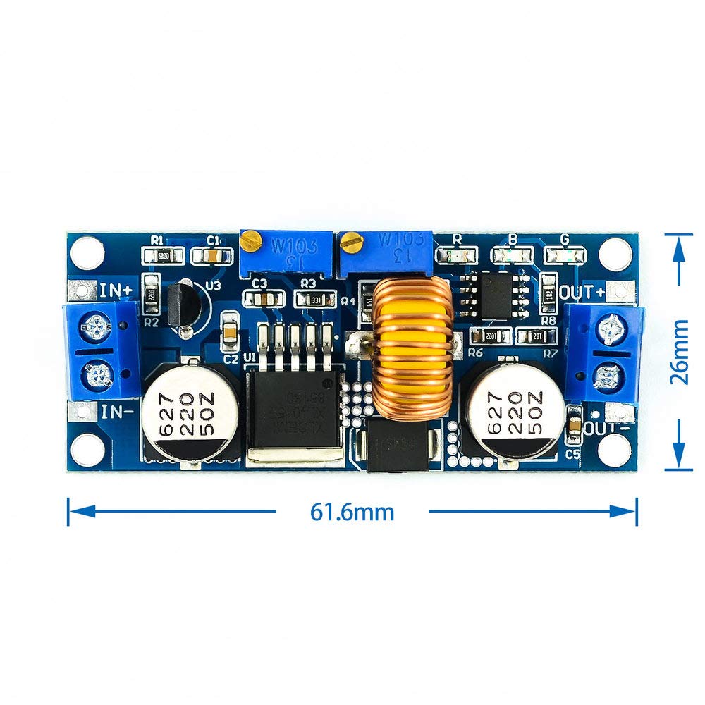 5A Lithium Battery Charger CV CC Buck Converter Step-Down Power Supply Module - LED Driver & LAN Power Supply for DIY Electronics, Solar Projects, and 12V/24V System Applications
