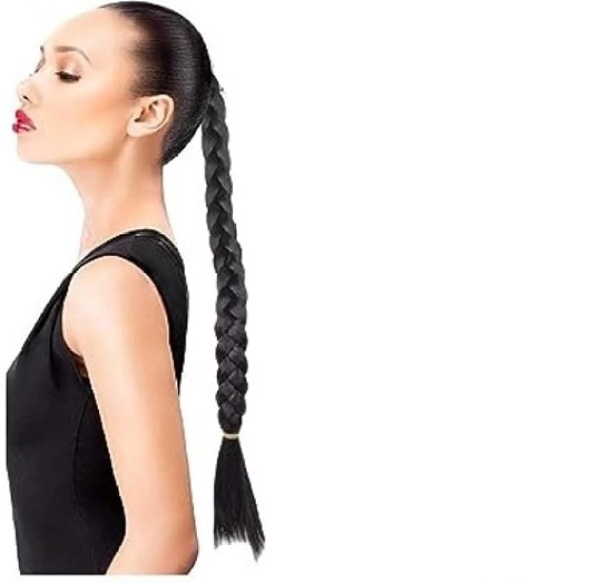 Stylish GadinFashion Hair Parandi Extensions - Long Artificial Hair Choti for Braiding | Fake Hair Wig for Festivals & Special Occasions | Perfect for Weddings, Parties & Cultural Events (Black, Pack-03)