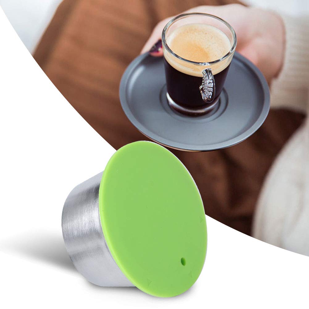 Jerliflyer Stainless Steel Reusable Coffee Capsule Cup for Dolce Gusto - Eco-Friendly Refillable Filter Cup with Green Design | Perfect for Home, Office & Travel Coffee Brewing
