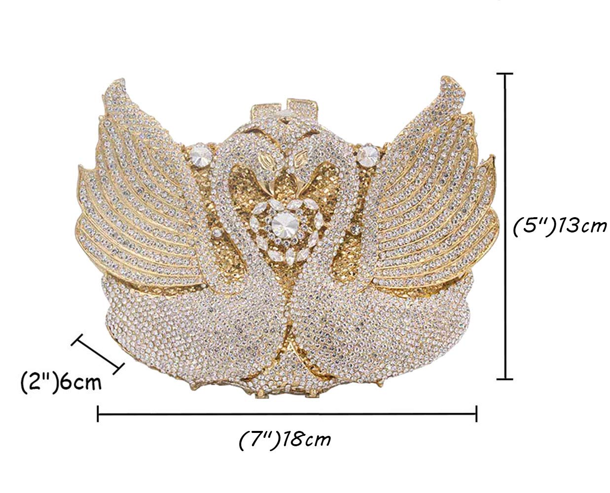 Luxury Rhinestone Women's Evening Clutch Purse with Chain Strap - Elegant Swan Design Wedding Handbag for Parties, Prom & Special Occasions