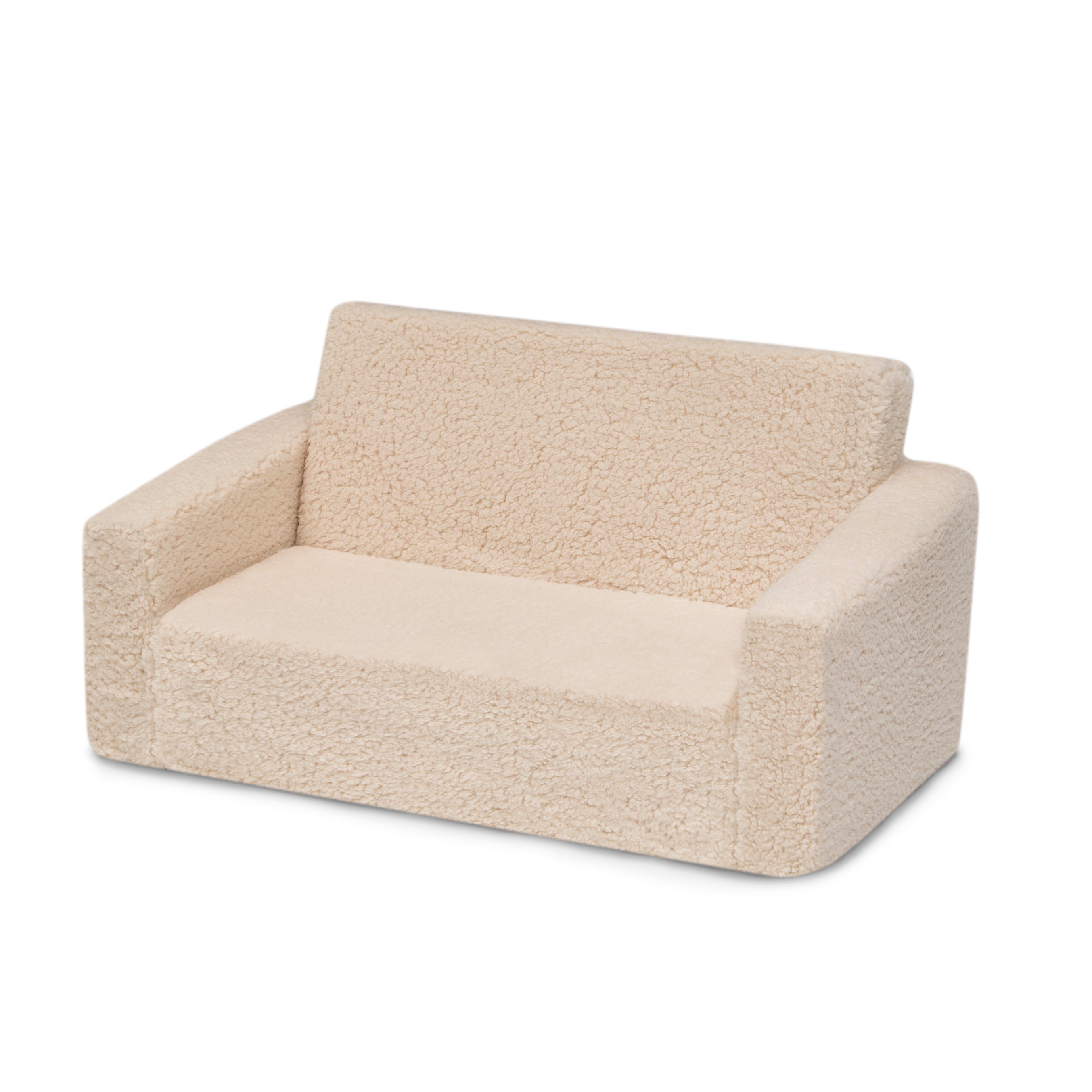 CoZee Flip Out Sherpa 2-in-1 Convertible Kids Sofa to Lounger - Soft & Comfortable for Playroom, Nursery or Bedroom - Perfect for Reading, Napping & Relaxing
