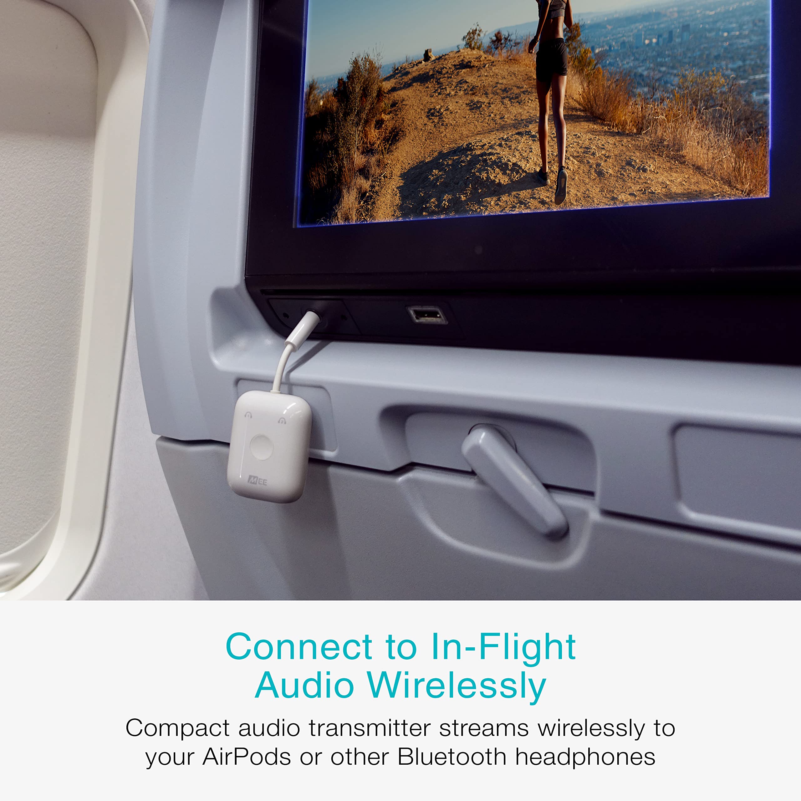 MEE Audio Connect Air (2 Pack) - Wireless Bluetooth Audio Transmitter for Airplanes, TVs & Gaming - Dual Pairing for 2 AirPods/Headphones - Compatible with All 3.5mm AUX Jacks - Perfect for Travel, Home Entertainment & Workouts (Black & White)
