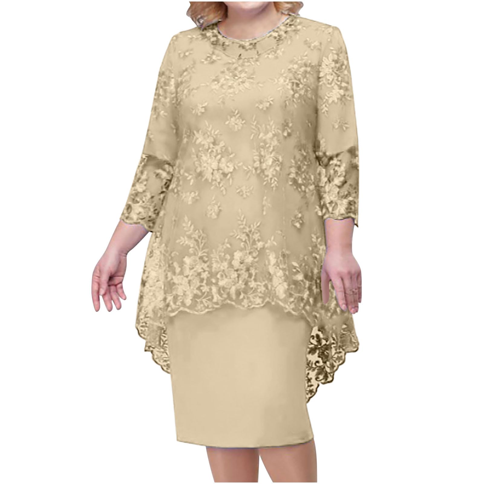 Elegant Floral Lace Mother of The Bride Dress for Women - Plus Size Formal Evening Gown - Wedding Guest & Grandmother Dress for Special Occasions