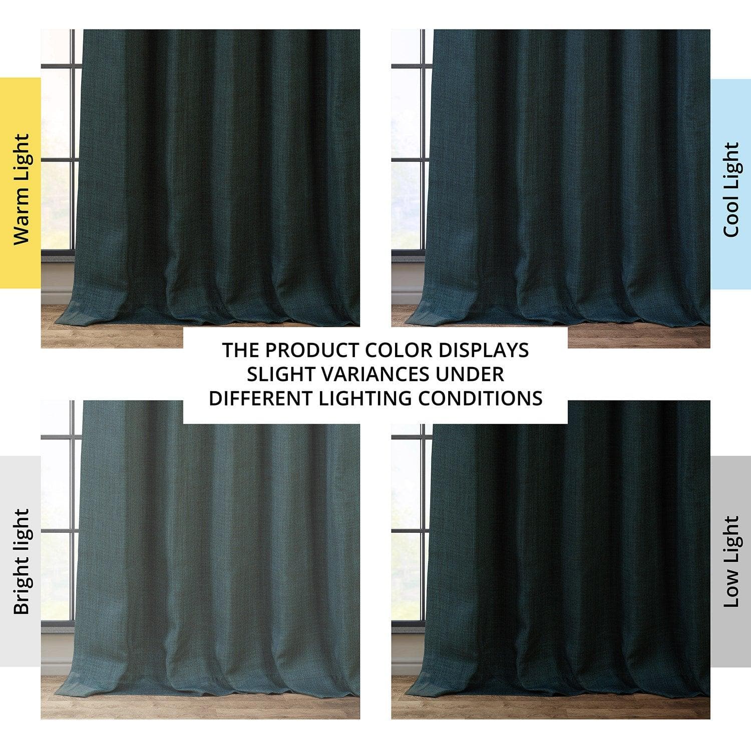 Focal Green Textured Faux Linen Blackout Curtains - Thermal Insulated Window Drapes for Bedroom, Living Room & Home Decor